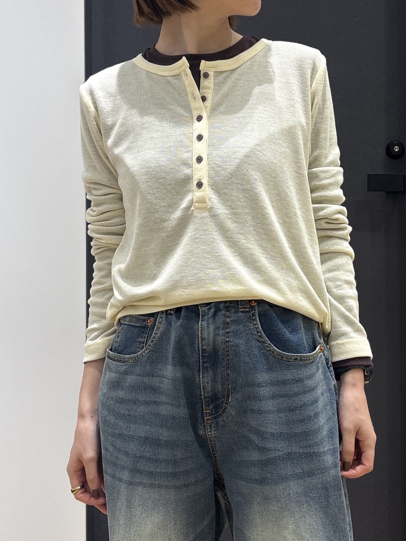 risaさんの「Dessin｜シアーテレコヘンリーネックプルオーバー」を使ったコーディネート