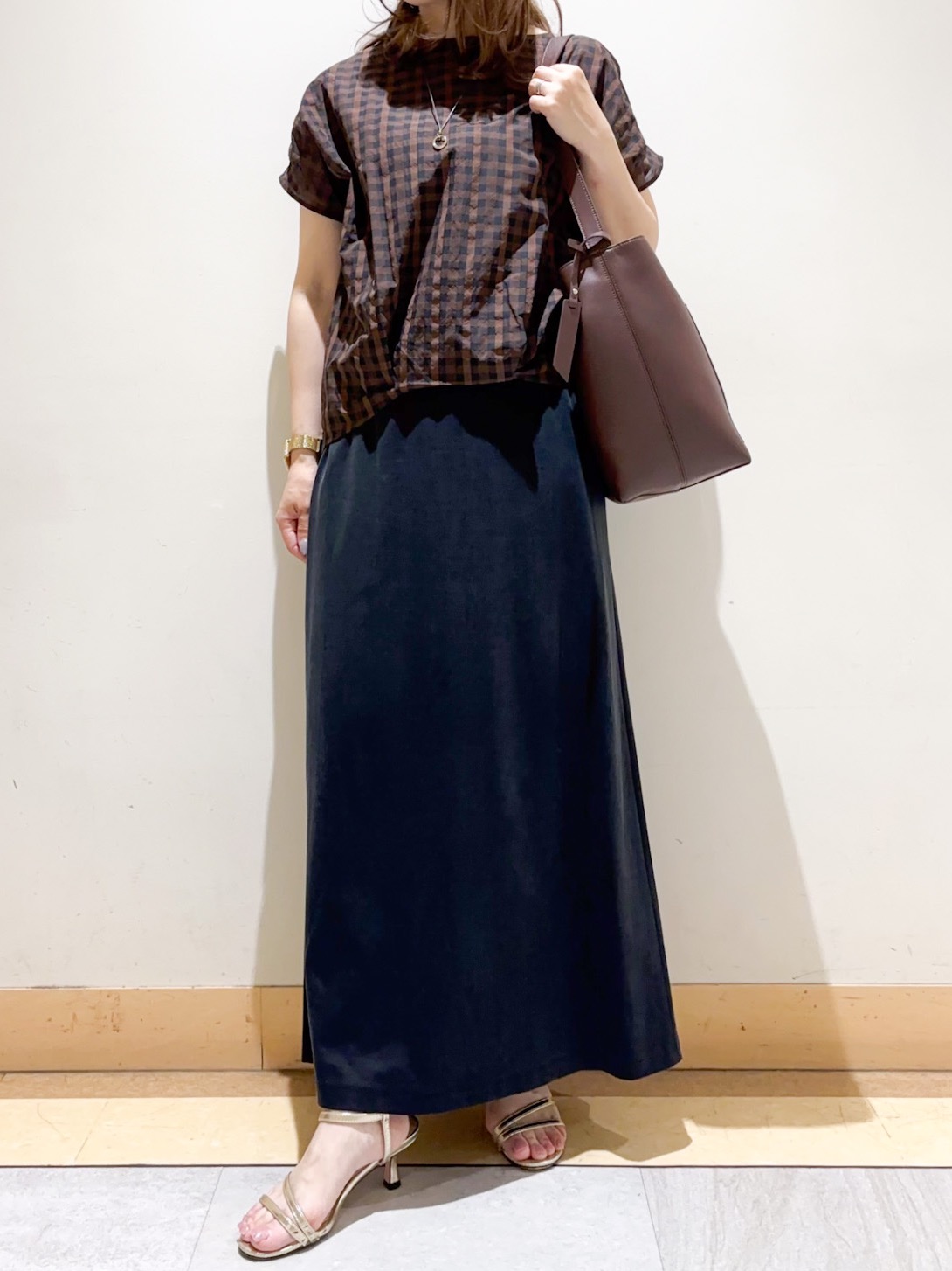 sattoさんの「UNTITLED｜シアーチェックブラウス」を使ったコーディネート