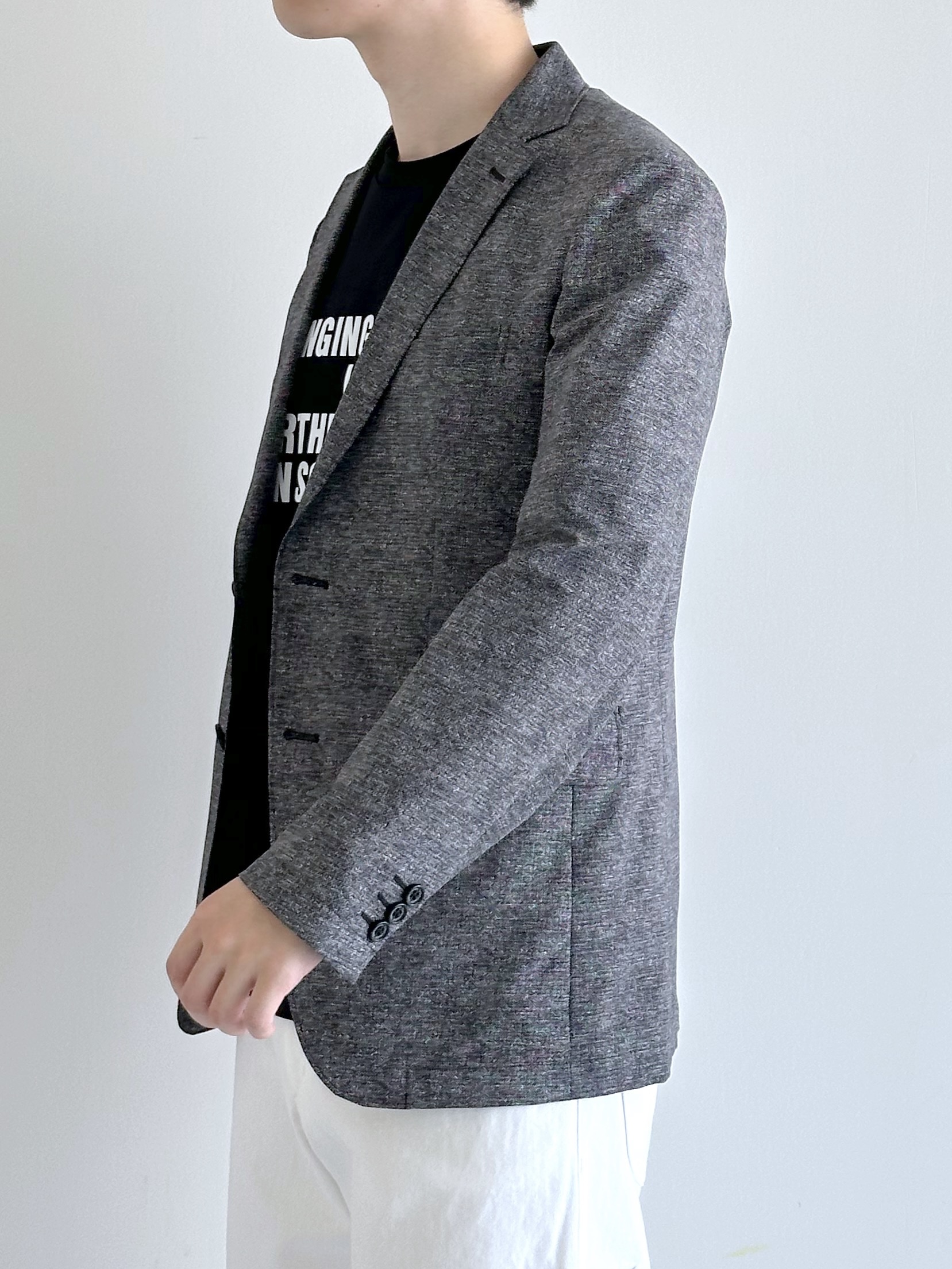 イッシーさんの「TAKEO KIKUCHI｜【抗菌防臭】COOL DOTS（R）ドビープリント ジャケット」を使ったコーディネート