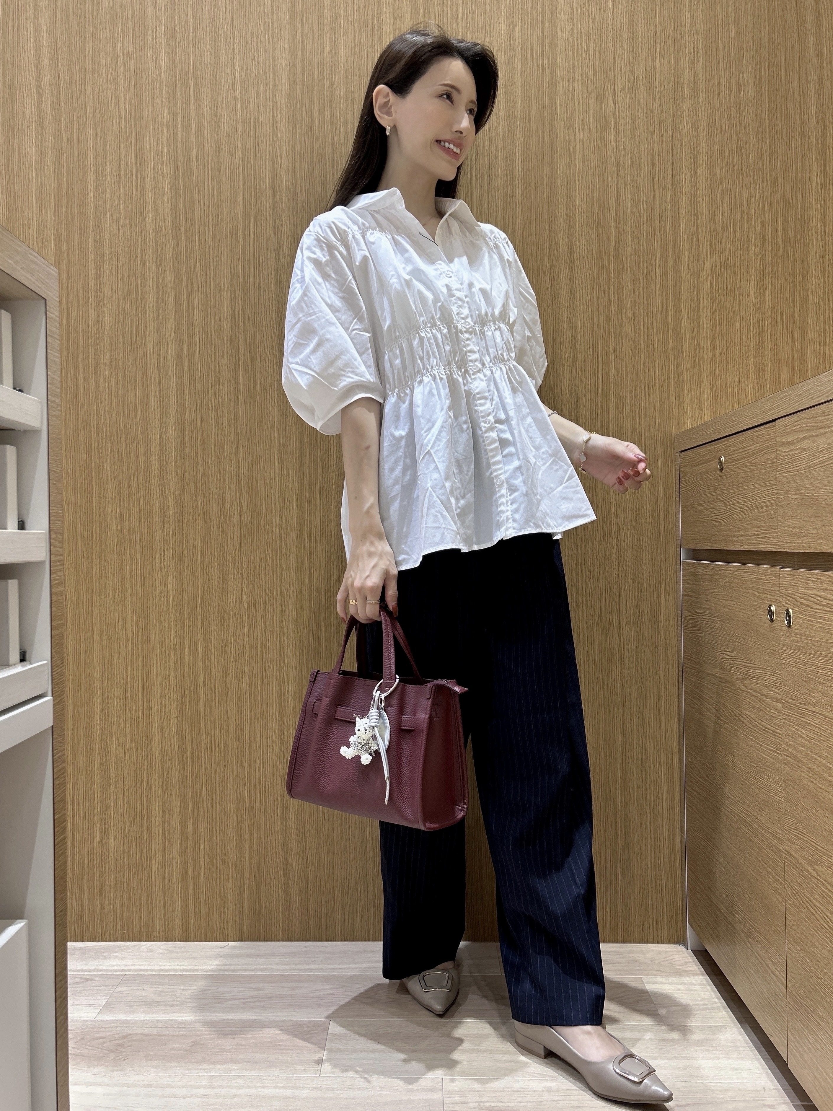 maiさんの「OPAQUE.CLIP｜シャーリングブラウス【洗濯機OK】」を使ったコーディネート