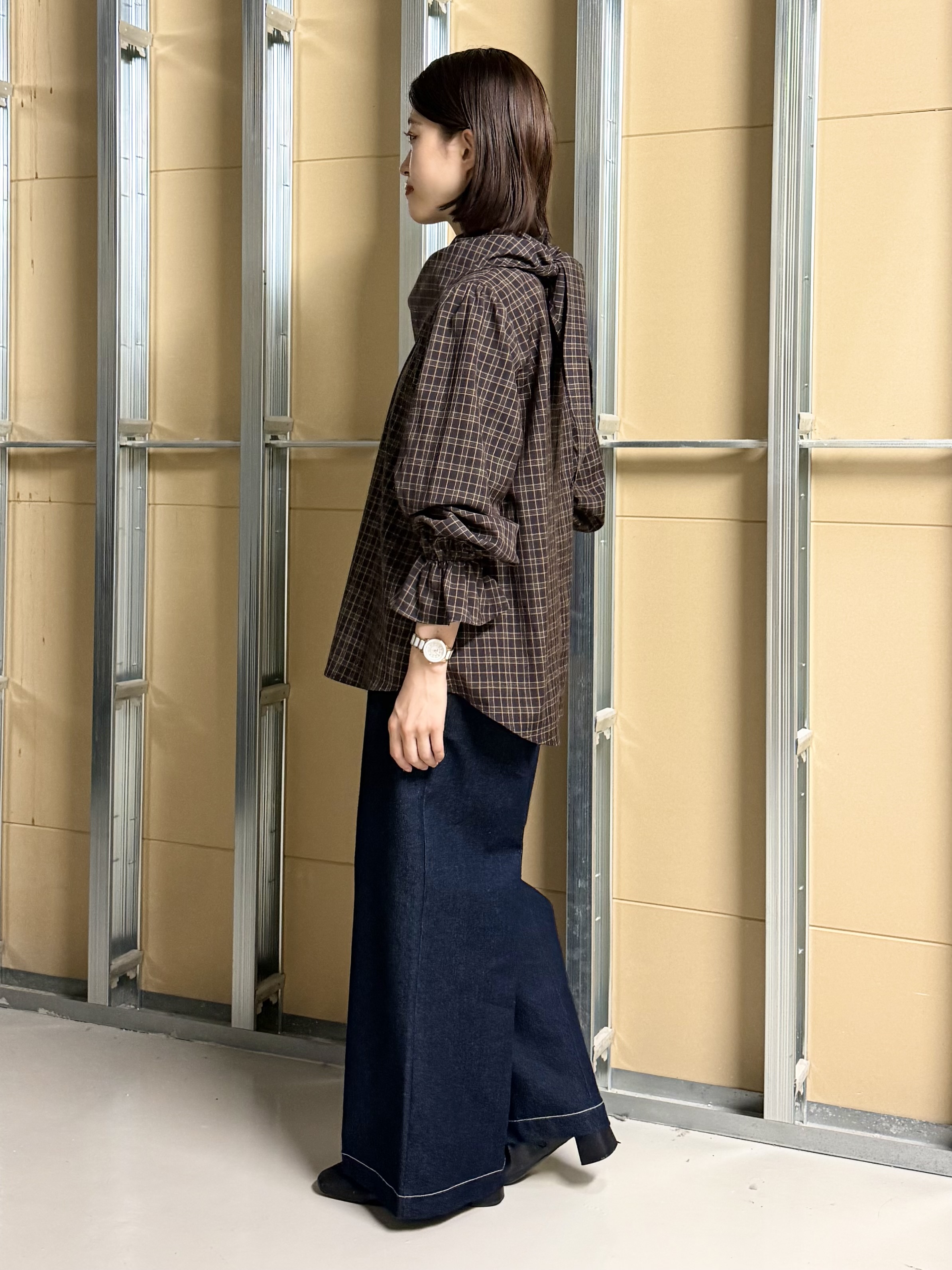 sahoさんの「THE SHOP TK｜POLO BCS/チェックスカーフ付きブラウス」を使ったコーディネート