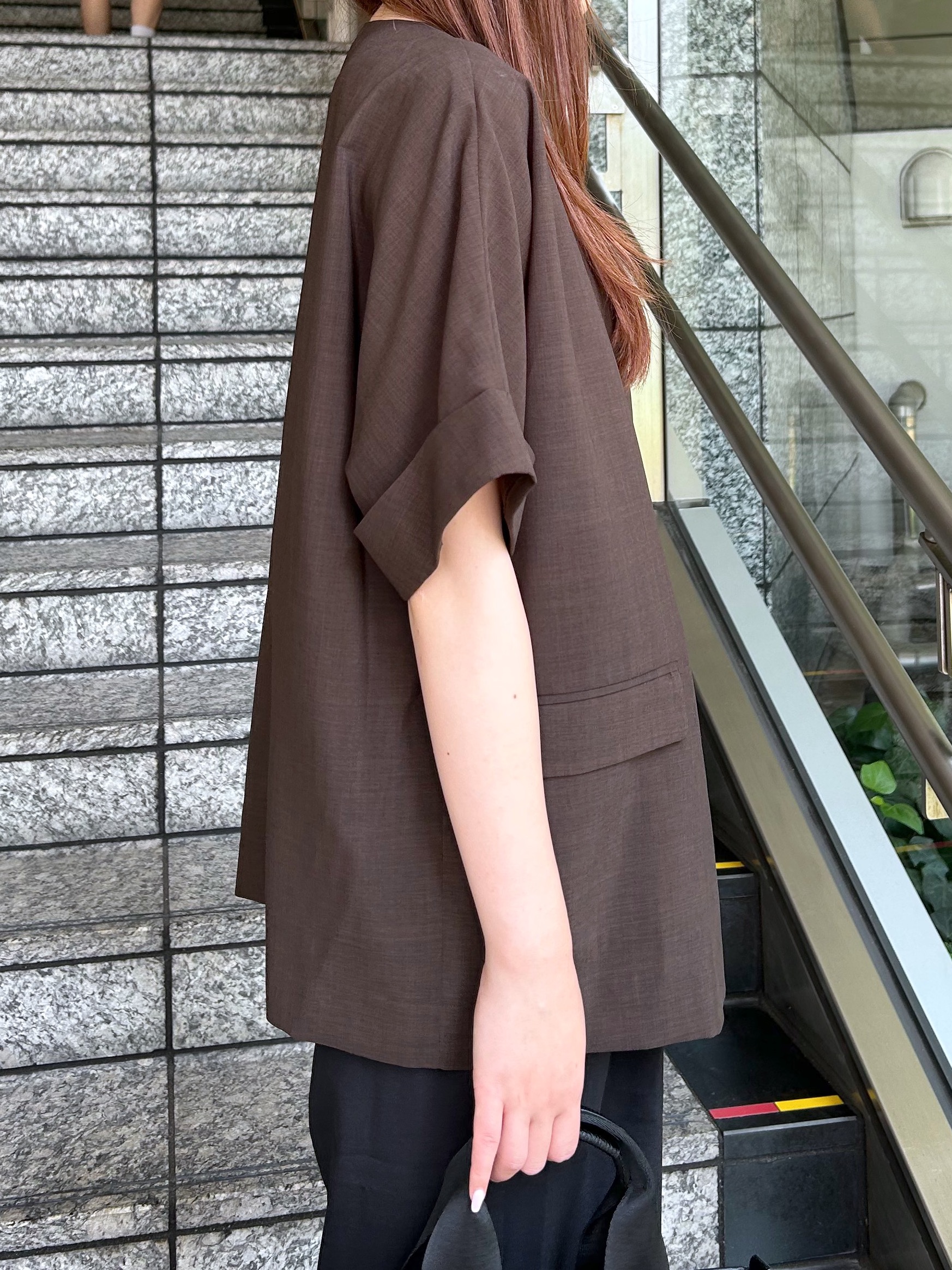 Risaさんの「OPAQUE.CLIP｜【接触冷感／吸水速乾／通気性】リネンライクジャケット《防シワ／洗濯機OK》」を使ったコーディネート