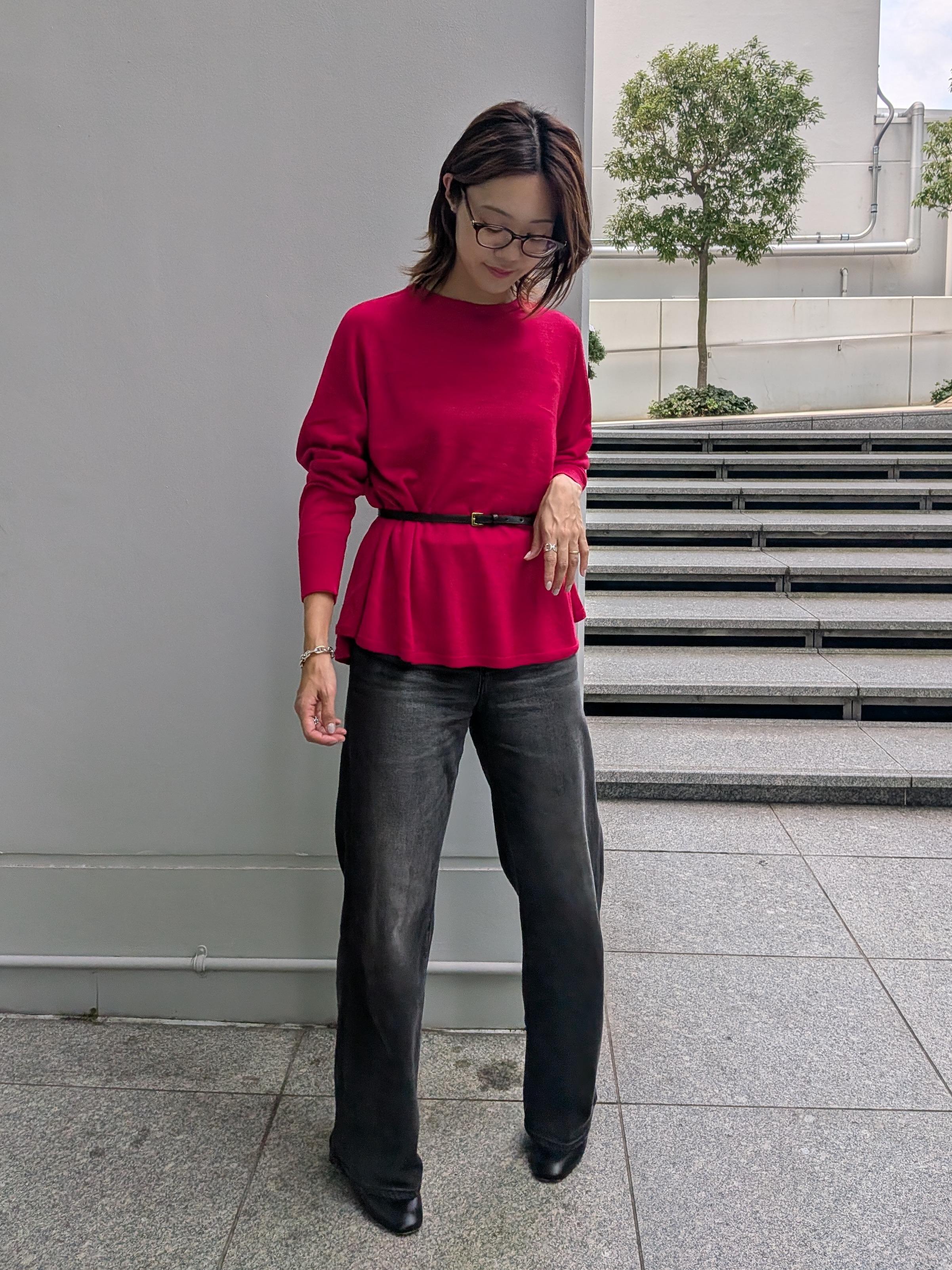 Aさんの「UNTITLED｜【古畑星夏さん着用/日本製／本革】スクエアバックルナローベルト」を使ったコーディネート