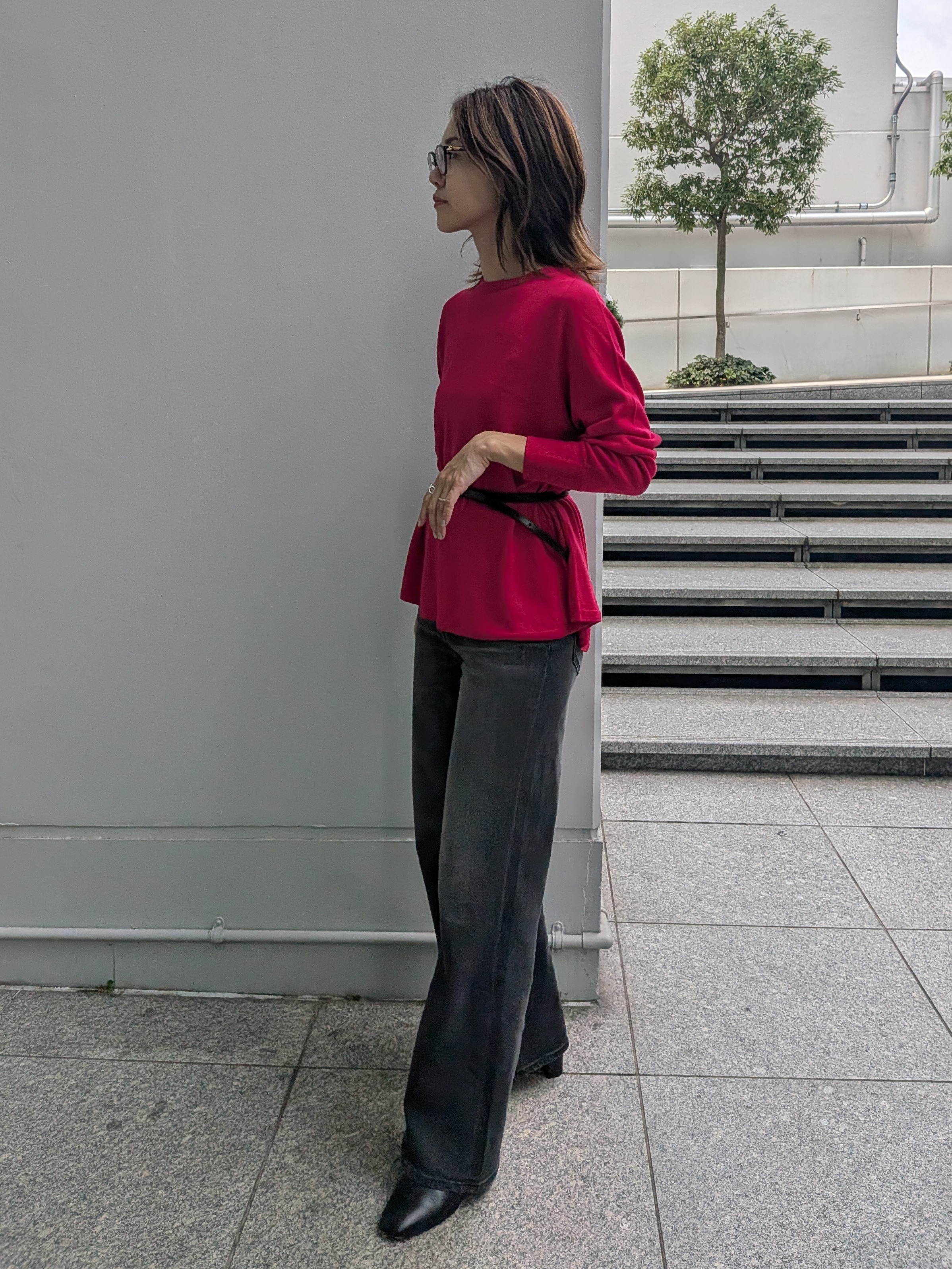 Aさんの「UNTITLED｜【古畑星夏さん着用/日本製／本革】スクエアバックルナローベルト」を使ったコーディネート