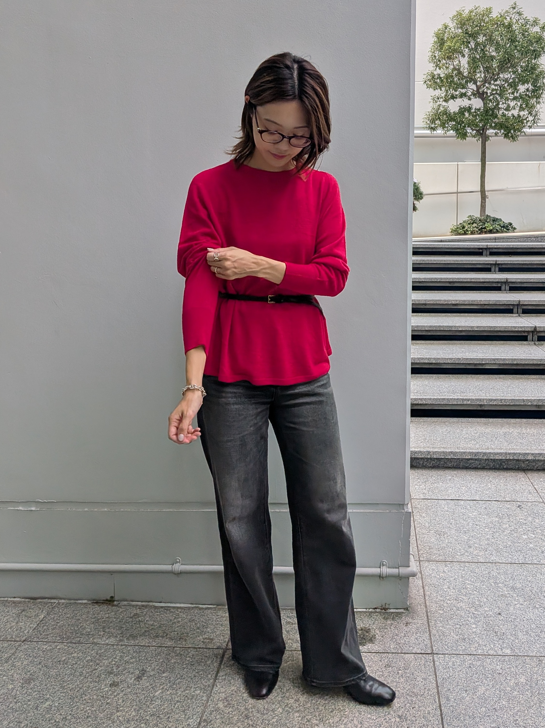 Aさんの「UNTITLED｜【古畑星夏さん着用/日本製／本革】スクエアバックルナローベルト」を使ったコーディネート