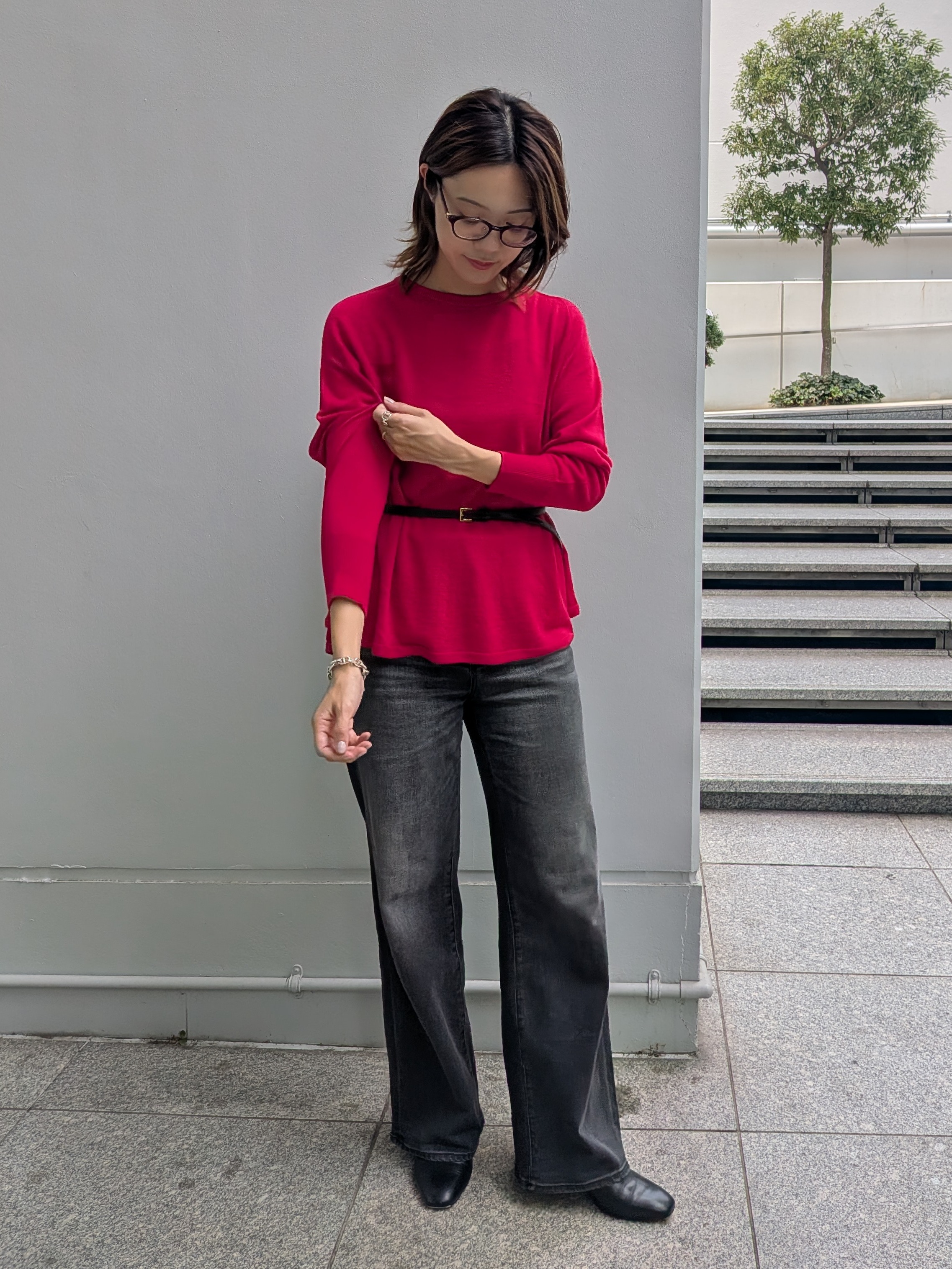 Aさんの「UNTITLED｜【古畑星夏さん着用/日本製／本革】スクエアバックルナローベルト」を使ったコーディネート