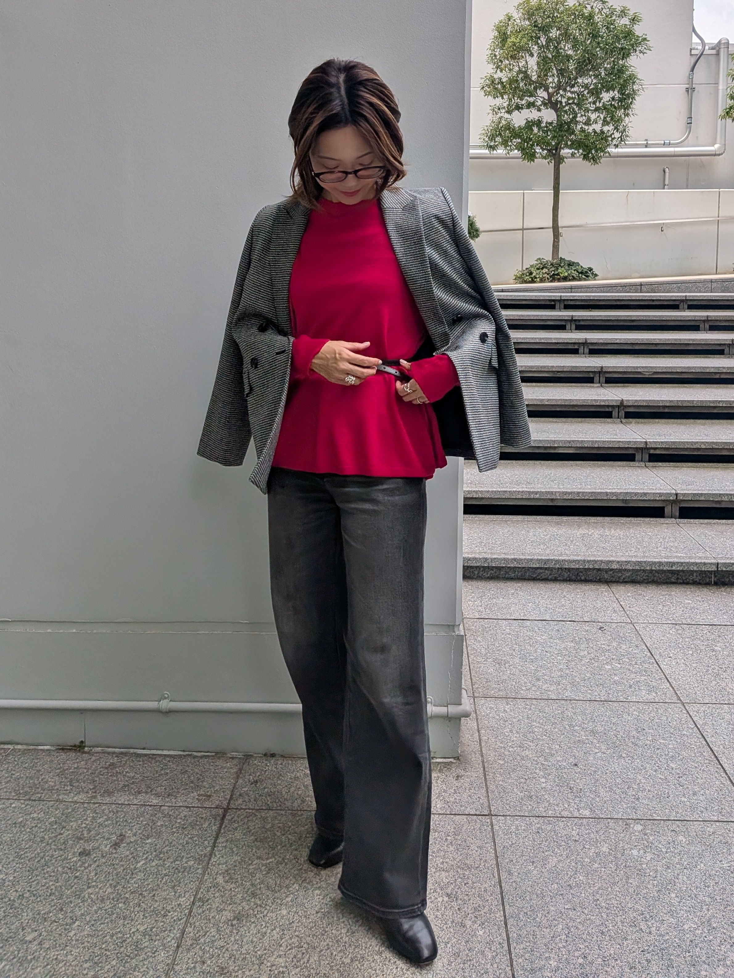 Aさんの「UNTITLED｜【古畑星夏さん着用/日本製／本革】スクエアバックルナローベルト」を使ったコーディネート