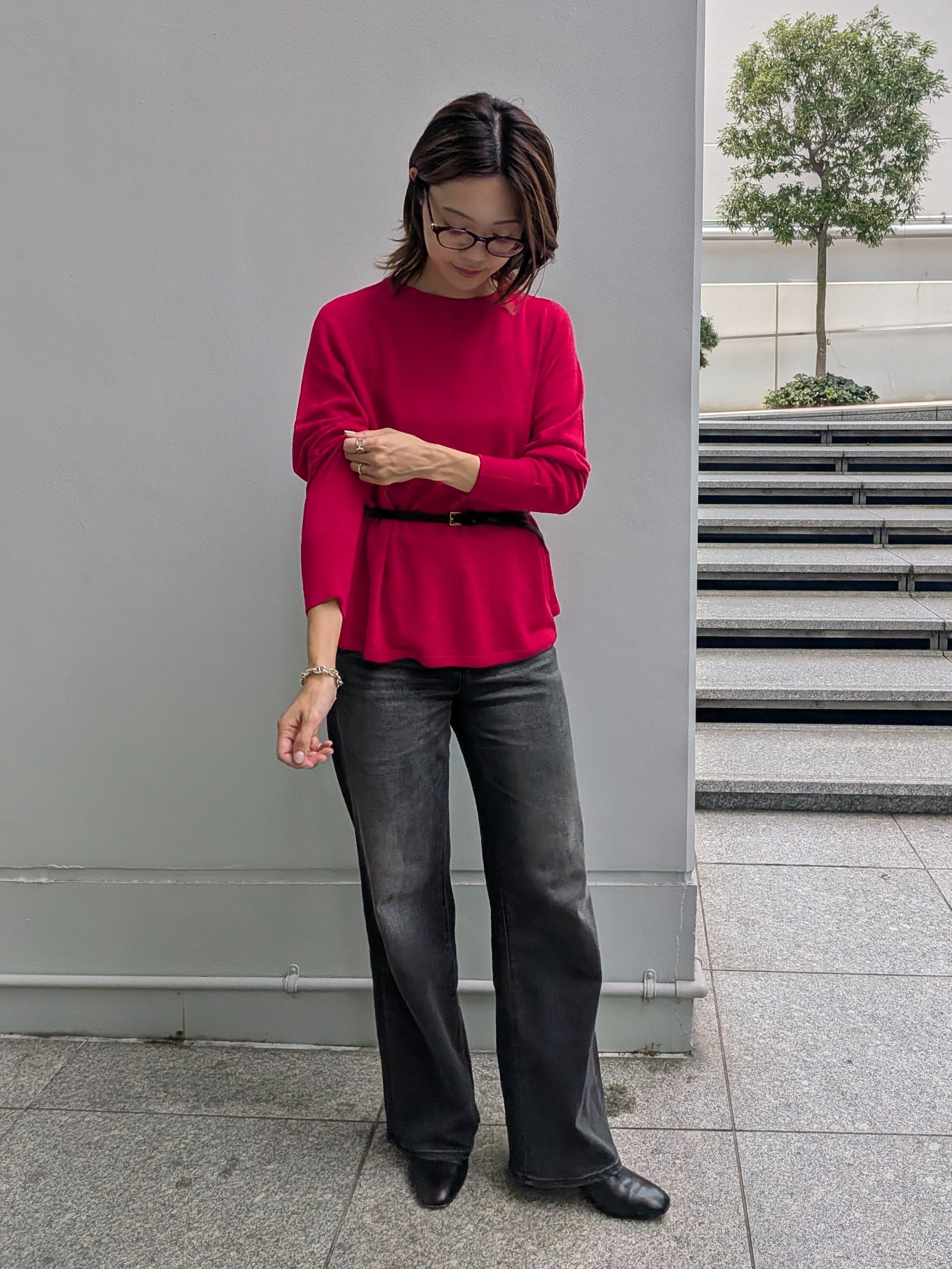 Aさんの「UNTITLED｜【古畑星夏さん着用/日本製／本革】スクエアバックルナローベルト」を使ったコーディネート
