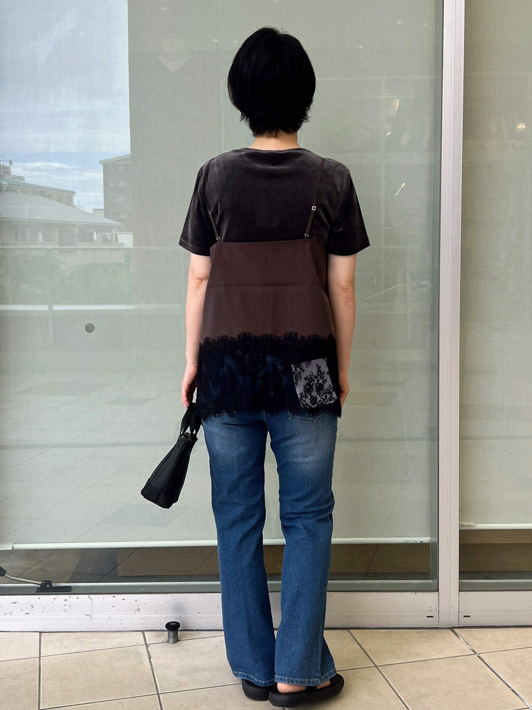 yo-koさんの「OPAQUE.CLIP｜裾レース マットサテンキャミ【洗濯機OK】」を使ったコーディネート
