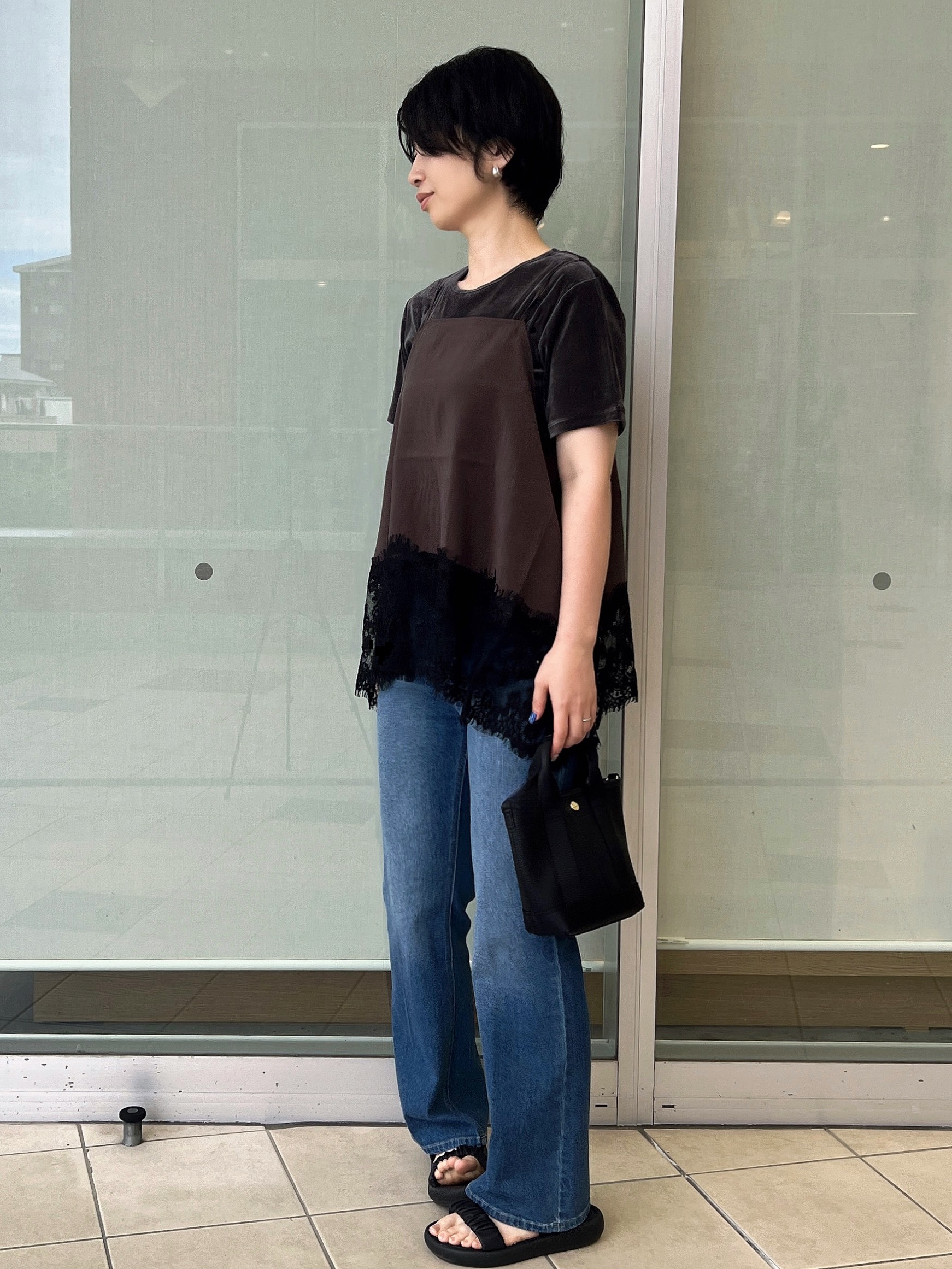 yo-koさんの「OPAQUE.CLIP｜裾レース マットサテンキャミ【洗濯機OK】」を使ったコーディネート