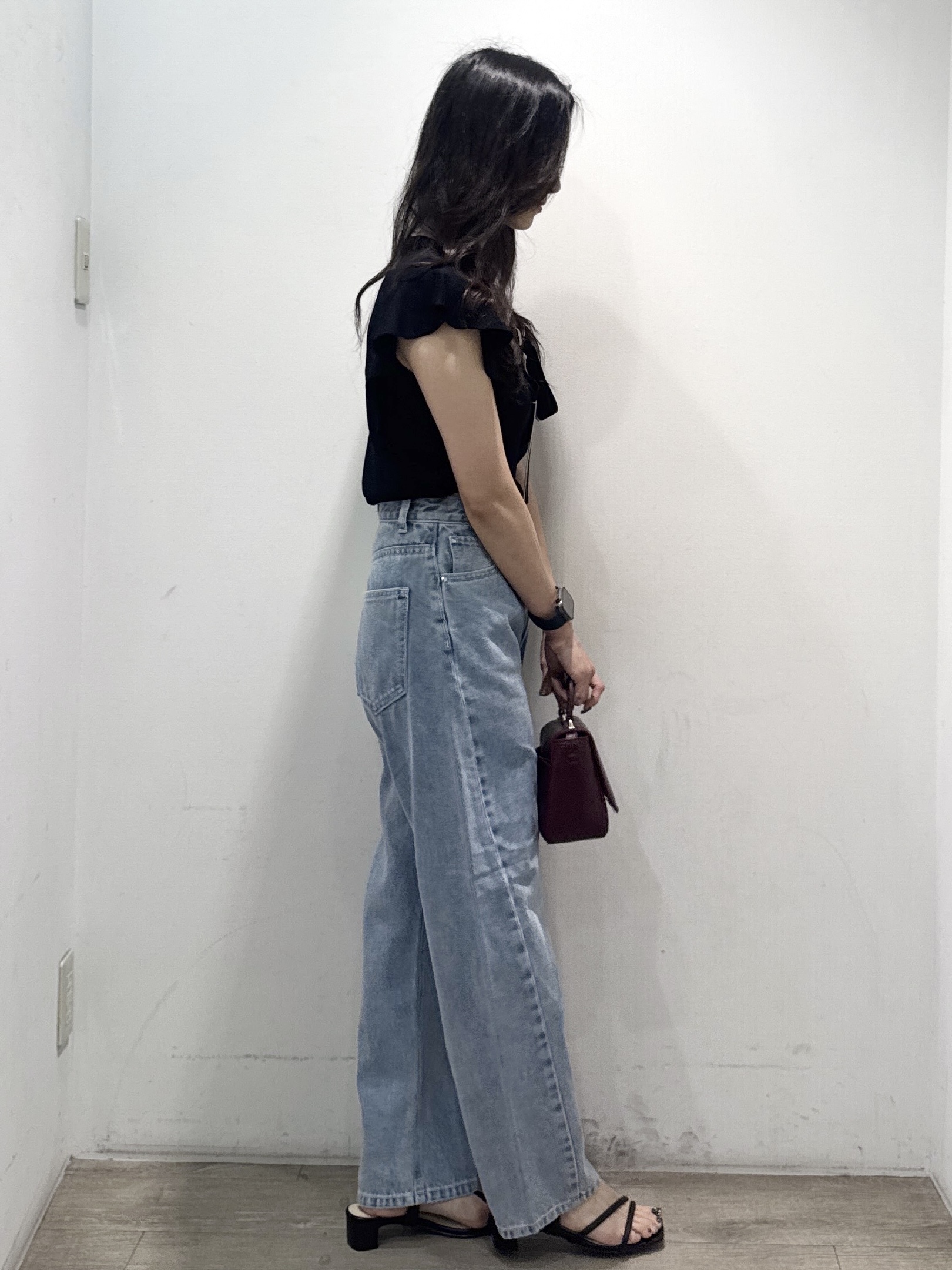 yuicciさんの「OPAQUE.CLIP｜【UVケア／接触冷感】バイカラーボウタイフリルトップス《洗濯機OK》」を使ったコーディネート