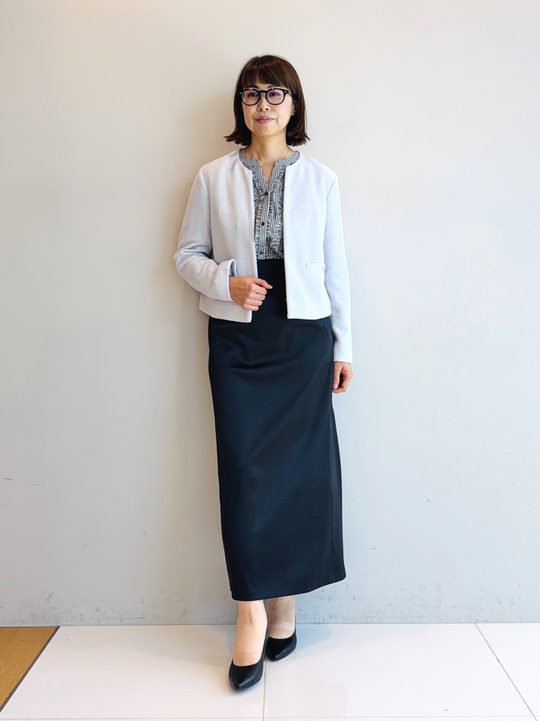 murayamaさんの「INDIVI｜【ラム革／美脚／通勤】レザーパンプス」を使ったコーディネート