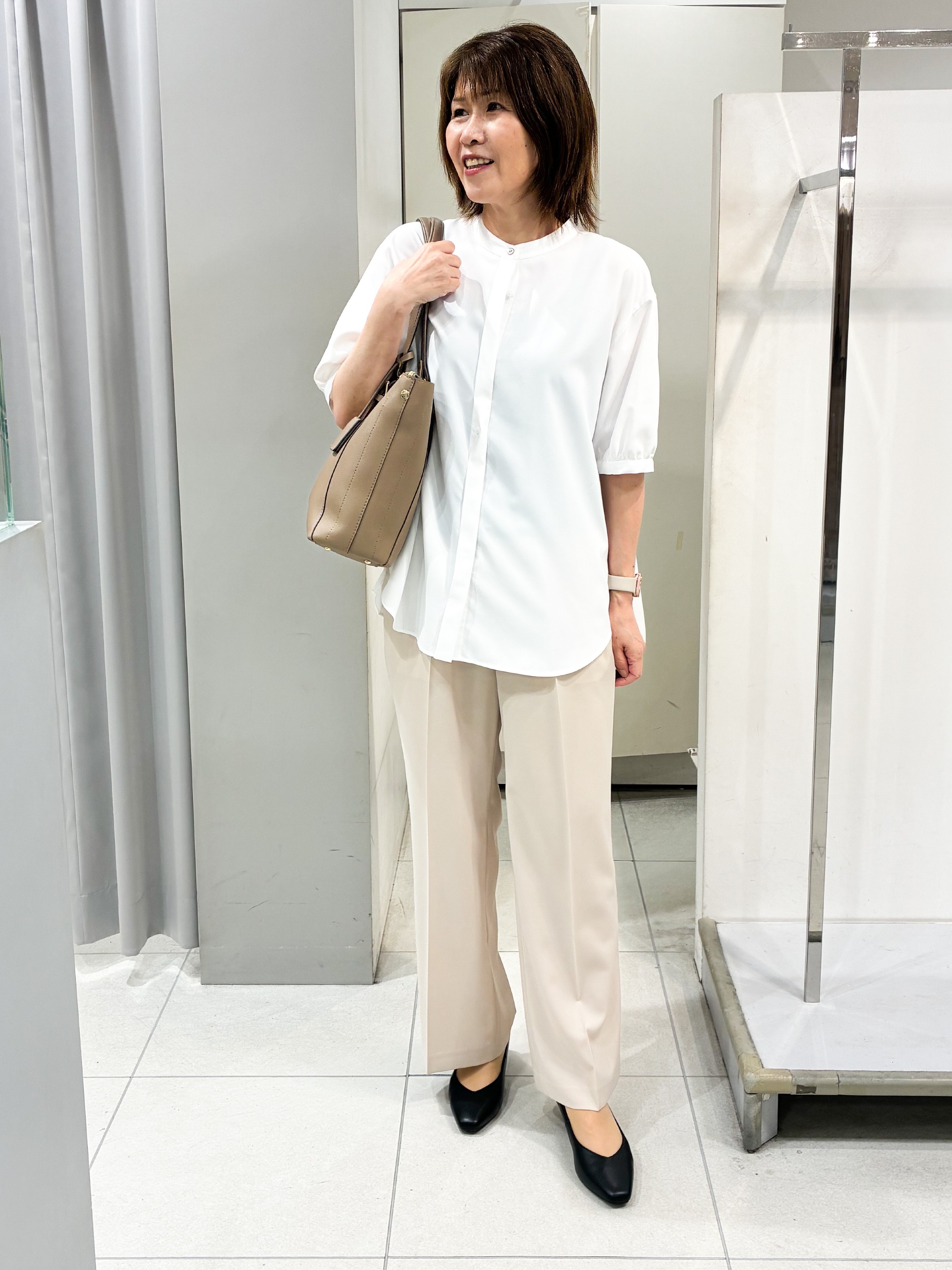 たみちゃんさんの「Reflect｜【手洗い可】異素材ドッキングブラウス」を使ったコーディネート