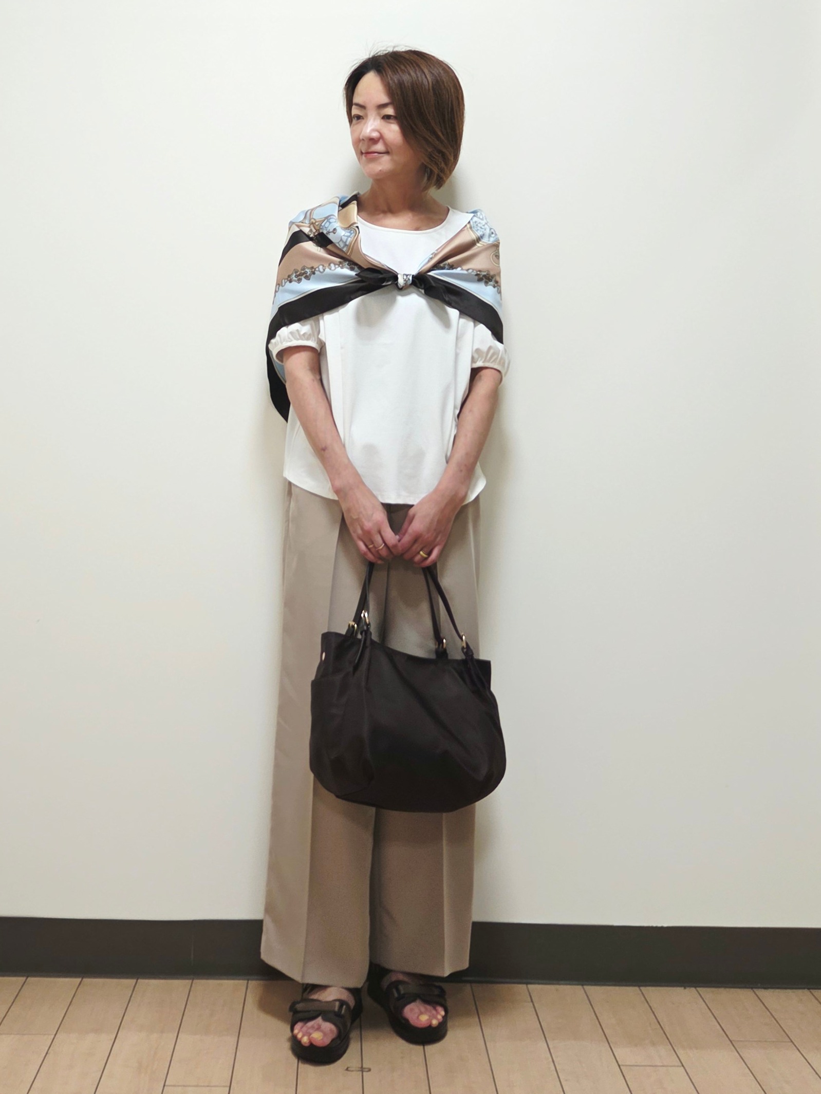 yuuさんの「Reflect｜【UVカット／接触冷感／吸水速乾】ギャザースリーブカットソー」を使ったコーディネート