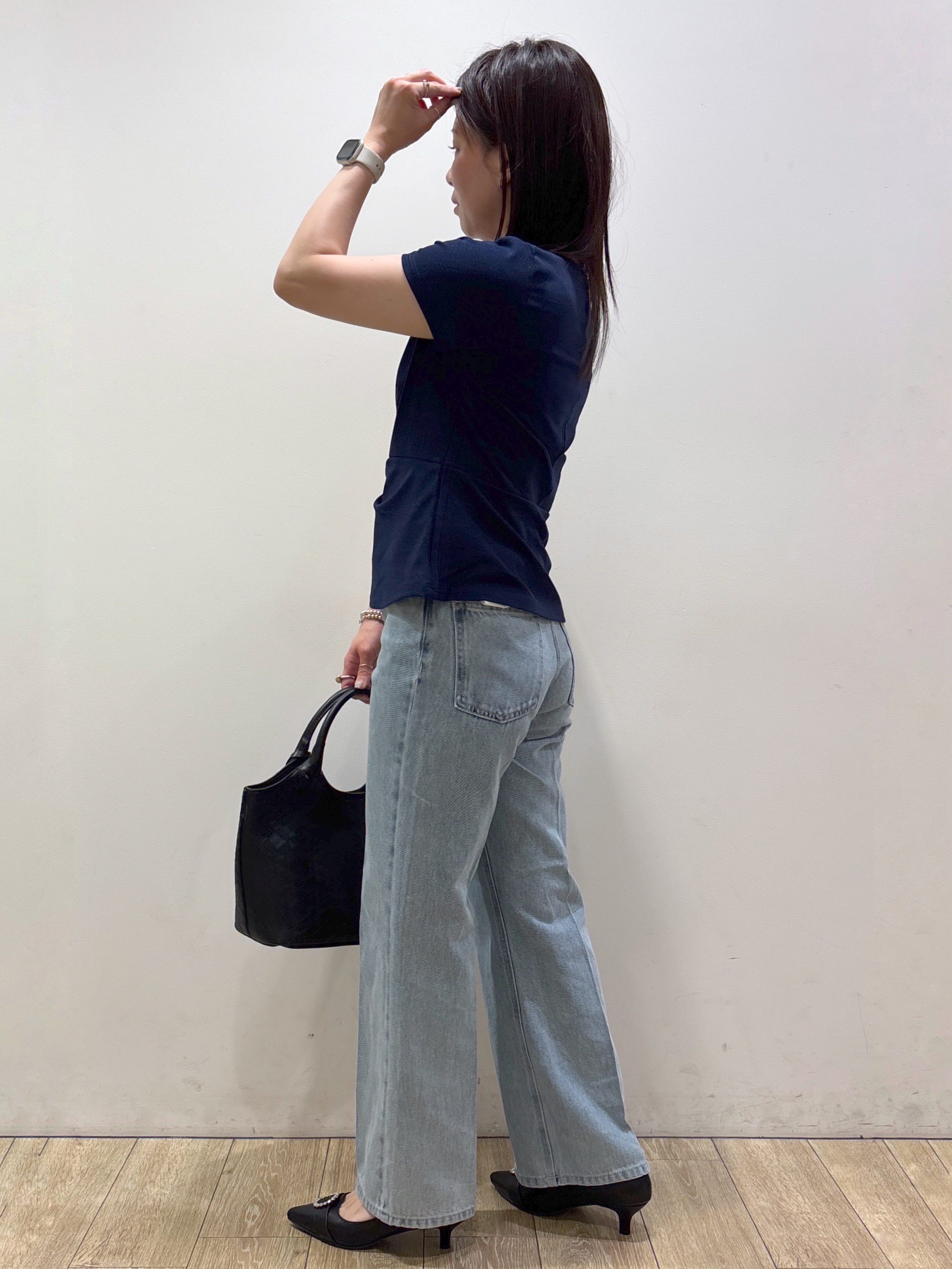 mameさんの「index｜【接触冷感／UVケア】スクエアネックリボントップス《洗濯機OK》」を使ったコーディネート