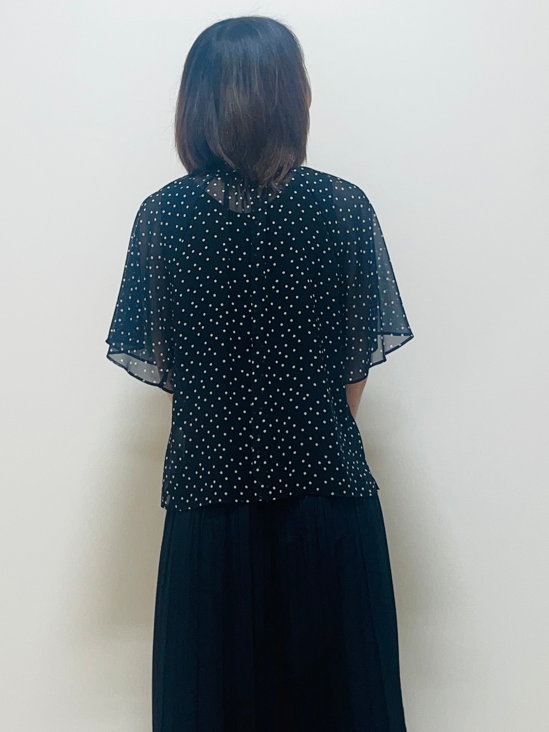 Riiさんの「Reflect｜【セットアップ／手洗い可】ドット柄シアーブラウス」を使ったコーディネート
