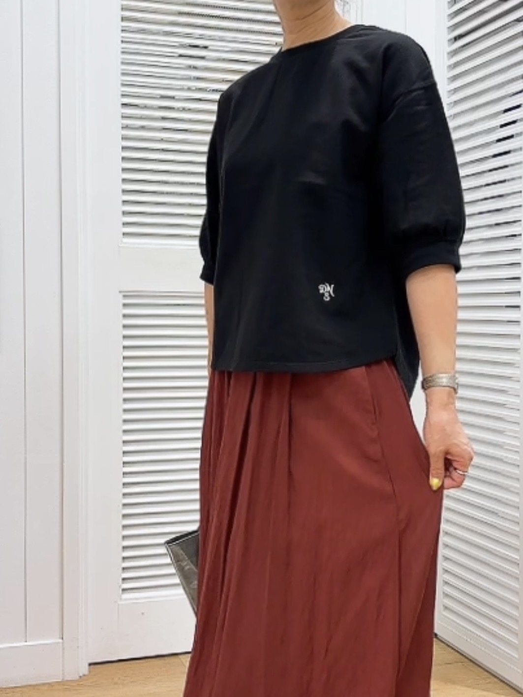 Yasucoさんの「Dessin｜バックヘンリーカットソー5分袖」を使ったコーディネート