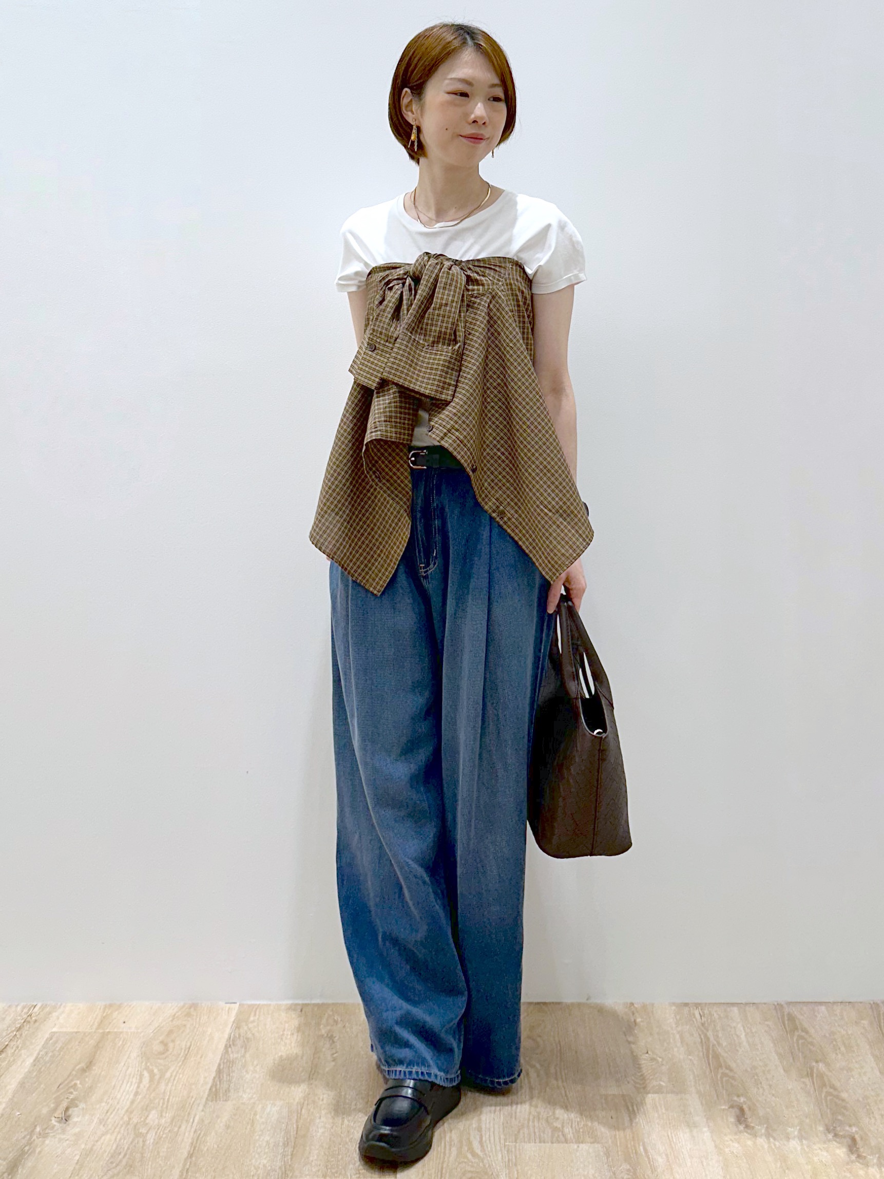 yurieさんの「OPAQUE.CLIP｜チェック柄シャツ【洗濯機OK】」を使ったコーディネート