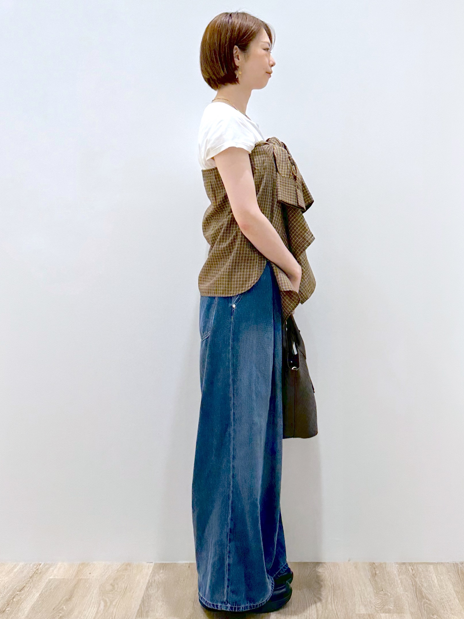 yurieさんの「OPAQUE.CLIP｜チェック柄シャツ【洗濯機OK】」を使ったコーディネート