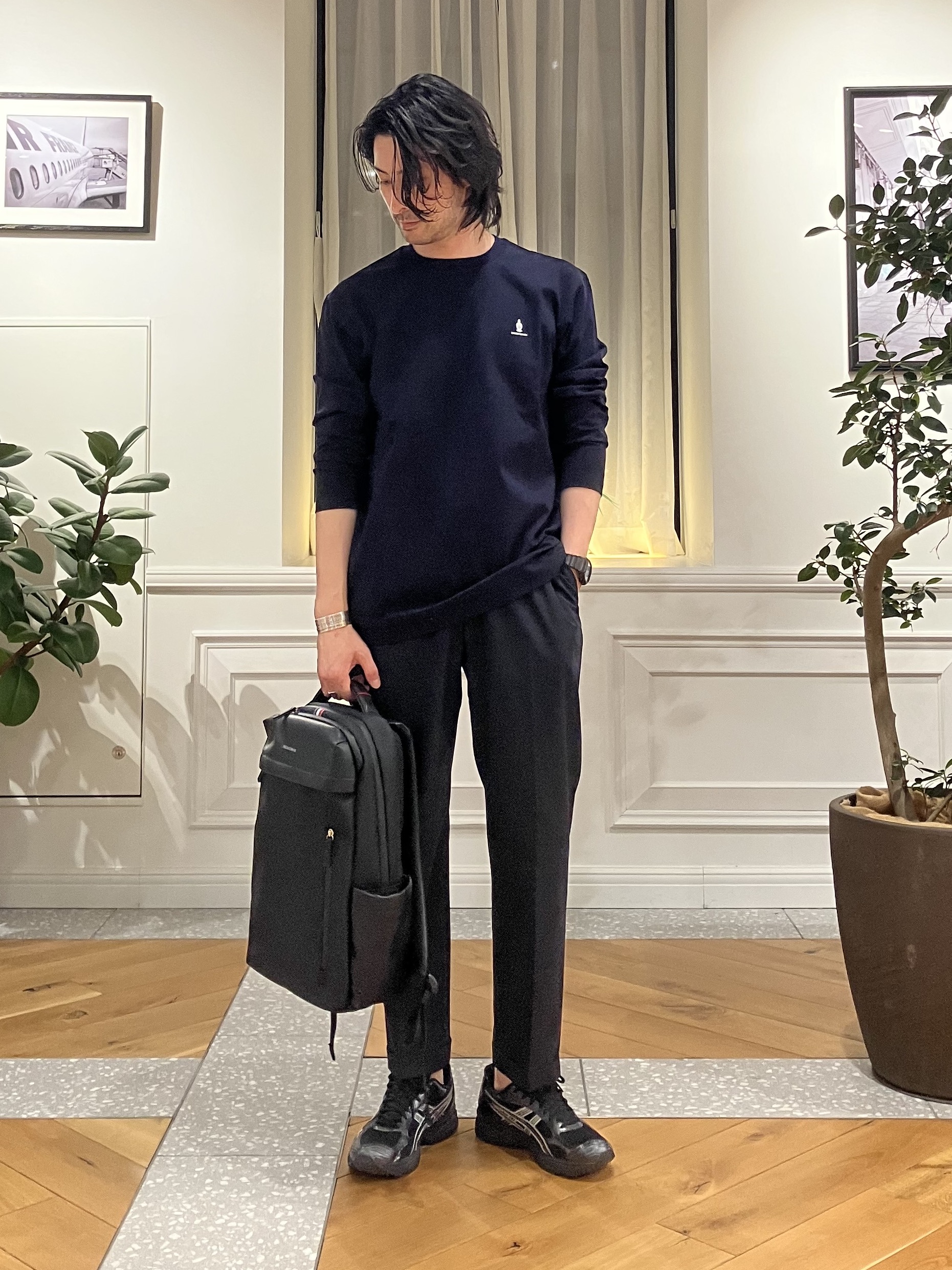 junyaさんの「DRESSTERIOR｜【接触冷感/UVカット/抗菌防臭/しわ防止】クールデオドラント ロングTシャツ」を使ったコーディネート