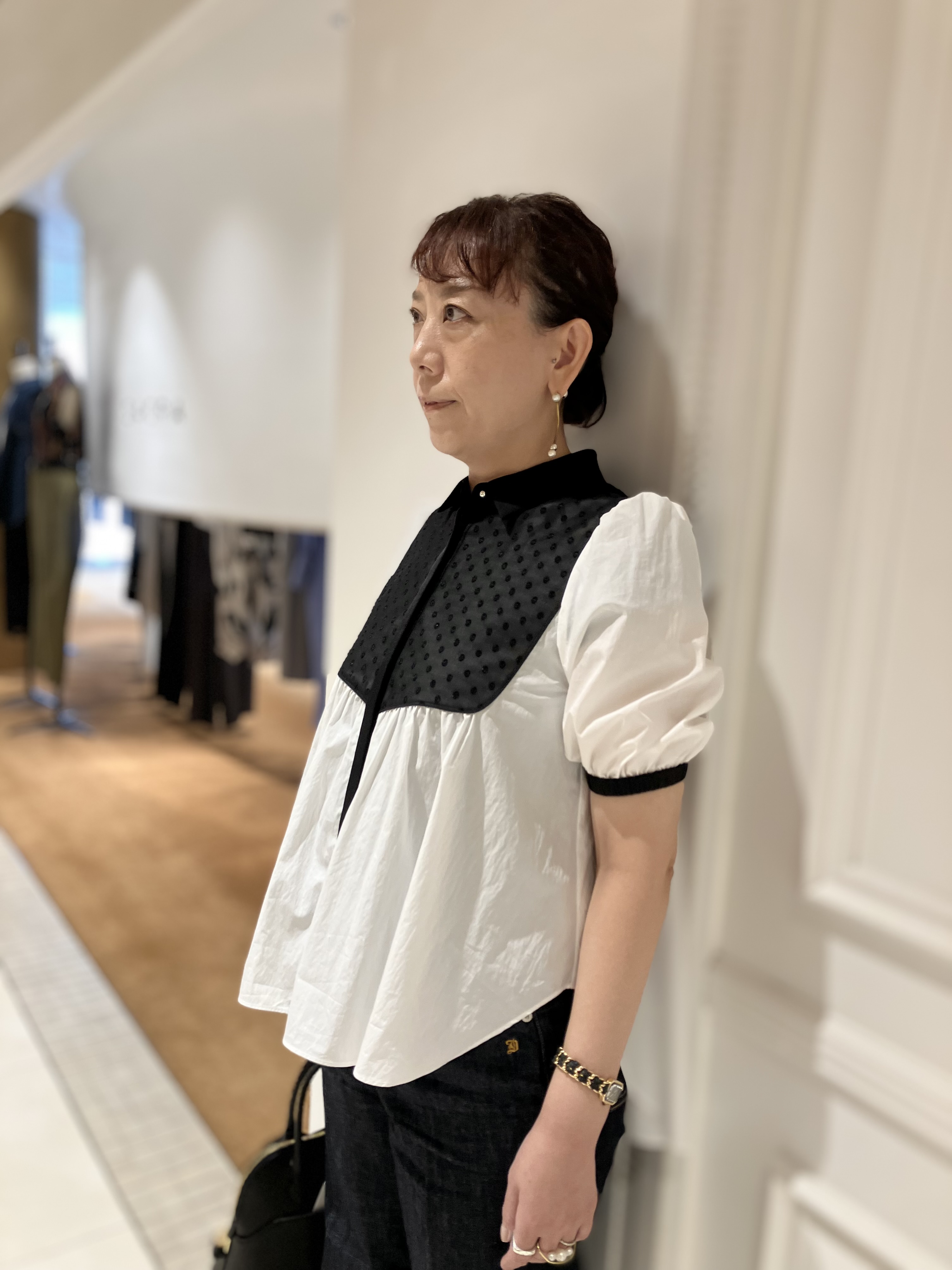 TAJIさんの「DRESSTERIOR｜【着映え】パフスリーブ ブザムブラウス」を使ったコーディネート