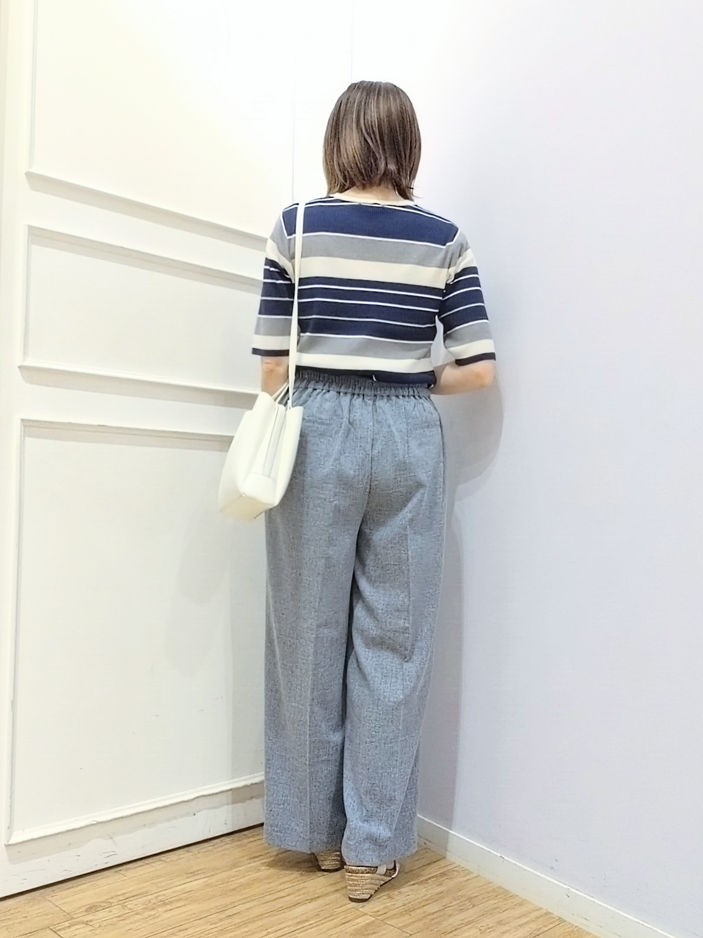 miomioさんの「SHOO･LA･RUE｜【S-LL】オンオフ着られる マルチボーダーリブニット」を使ったコーディネート