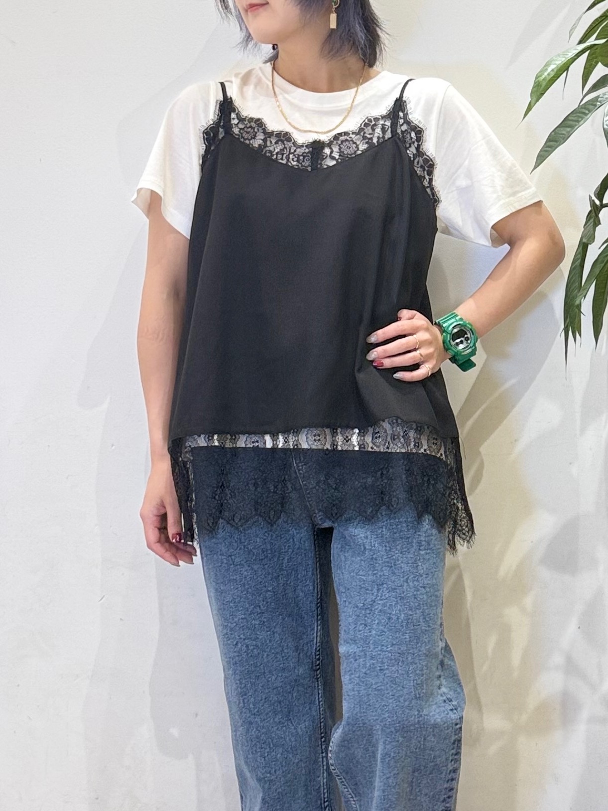 misakiさんの「SHOO･LA･RUE｜【洗濯機可/S-LL】体型カバーしながらこなれ見え。レース付きキャミソール」を使ったコーディネート