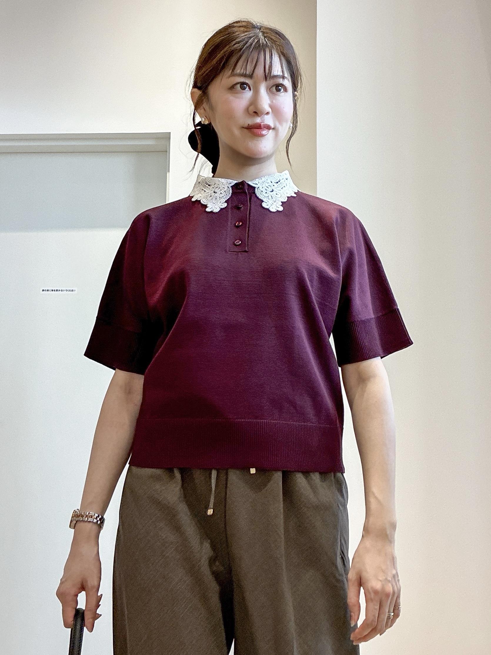 もんちゃんさんの「OPAQUE.CLIP｜2WAY衿ドッキングニット《洗濯機OK》」を使ったコーディネート