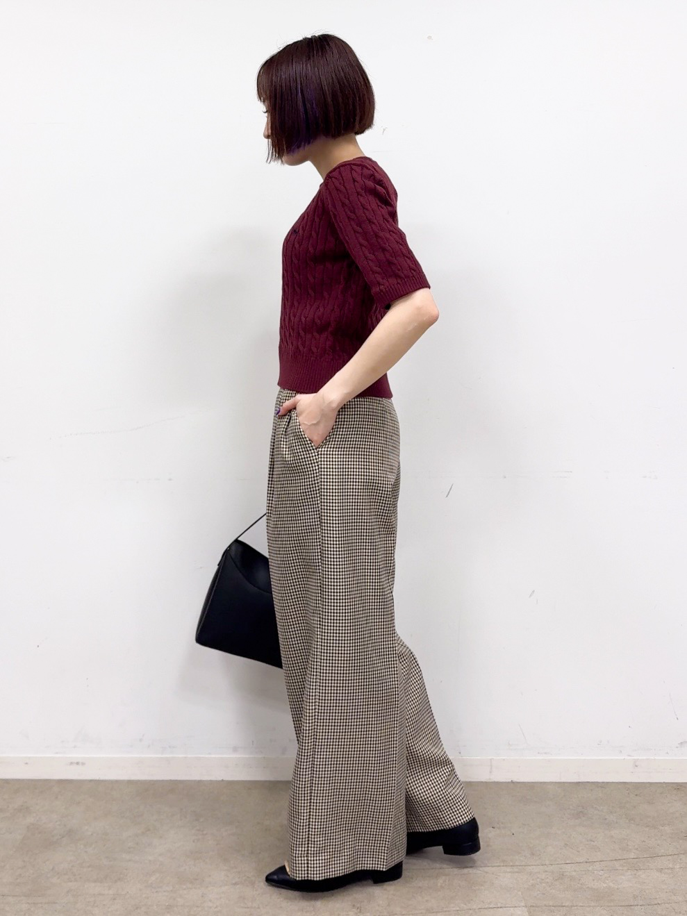 𝐜𝐡𝐢𝐤𝐚さんの「THE SHOP TK｜POLO BCS/ケーブル半袖ニット」を使ったコーディネート
