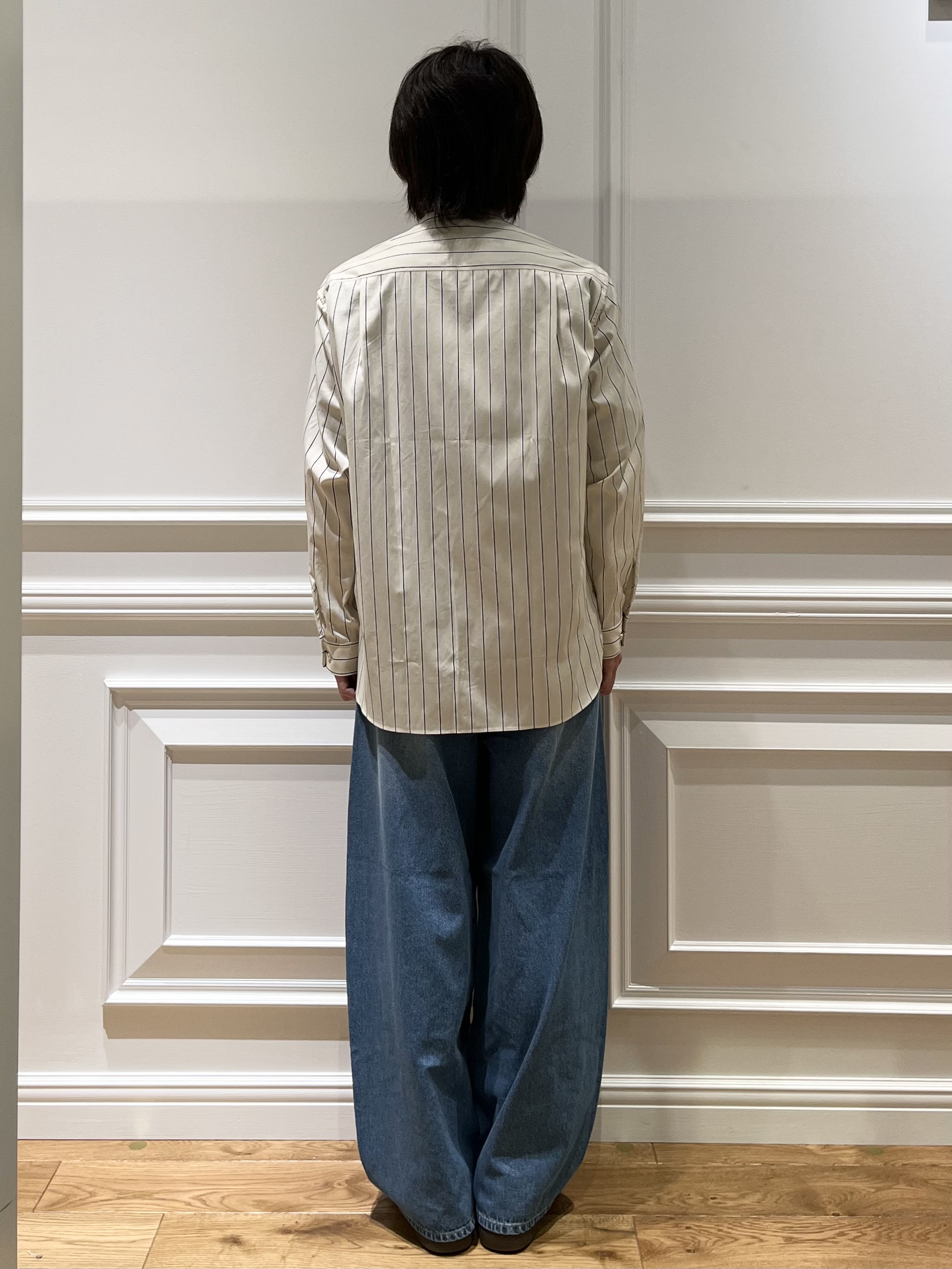 Watanabeさんの「DRESSTERIOR｜【日本製】バンドカラー ストライプシャツ」を使ったコーディネート