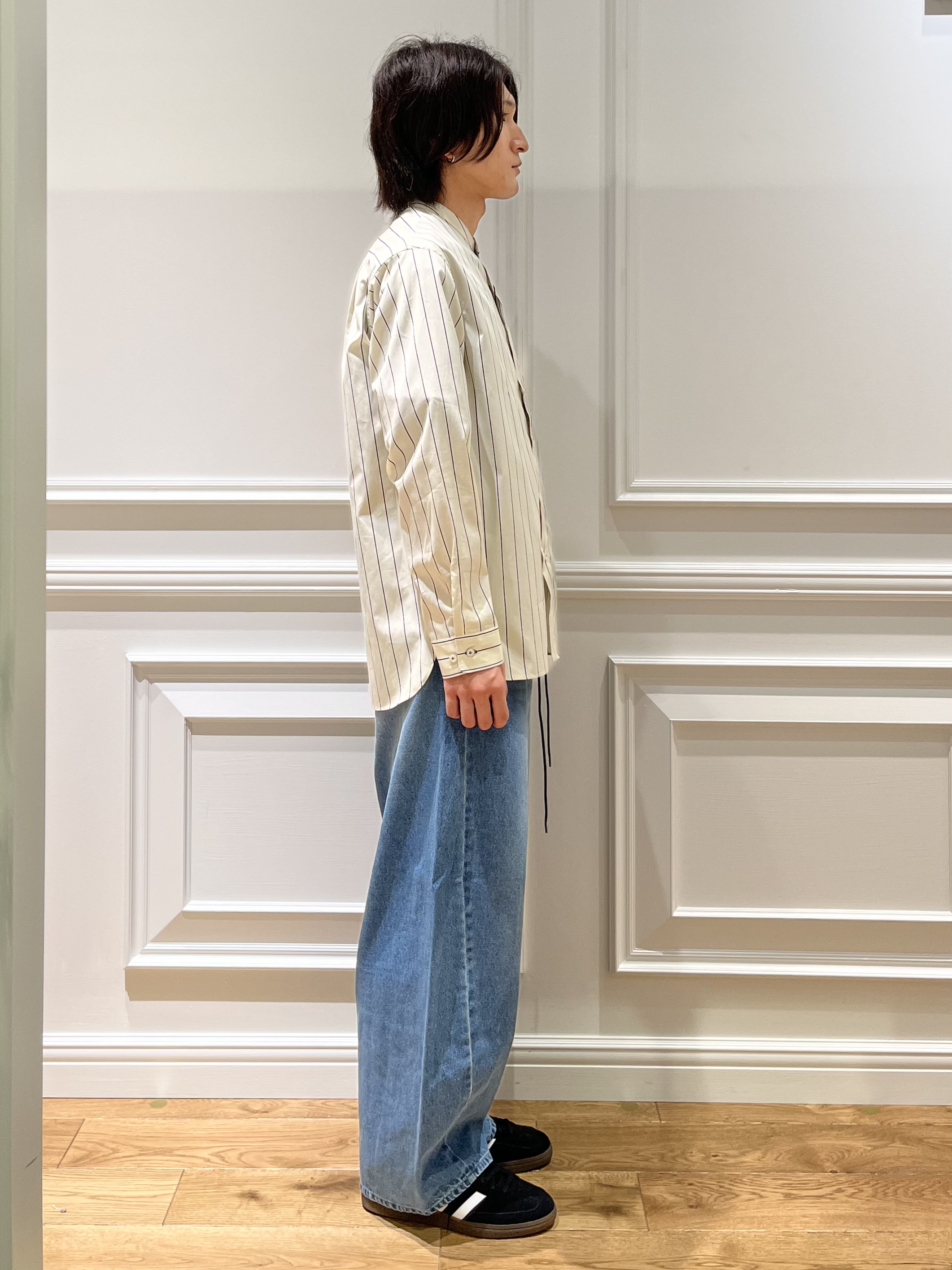 Watanabeさんの「DRESSTERIOR｜【日本製】バンドカラー ストライプシャツ」を使ったコーディネート