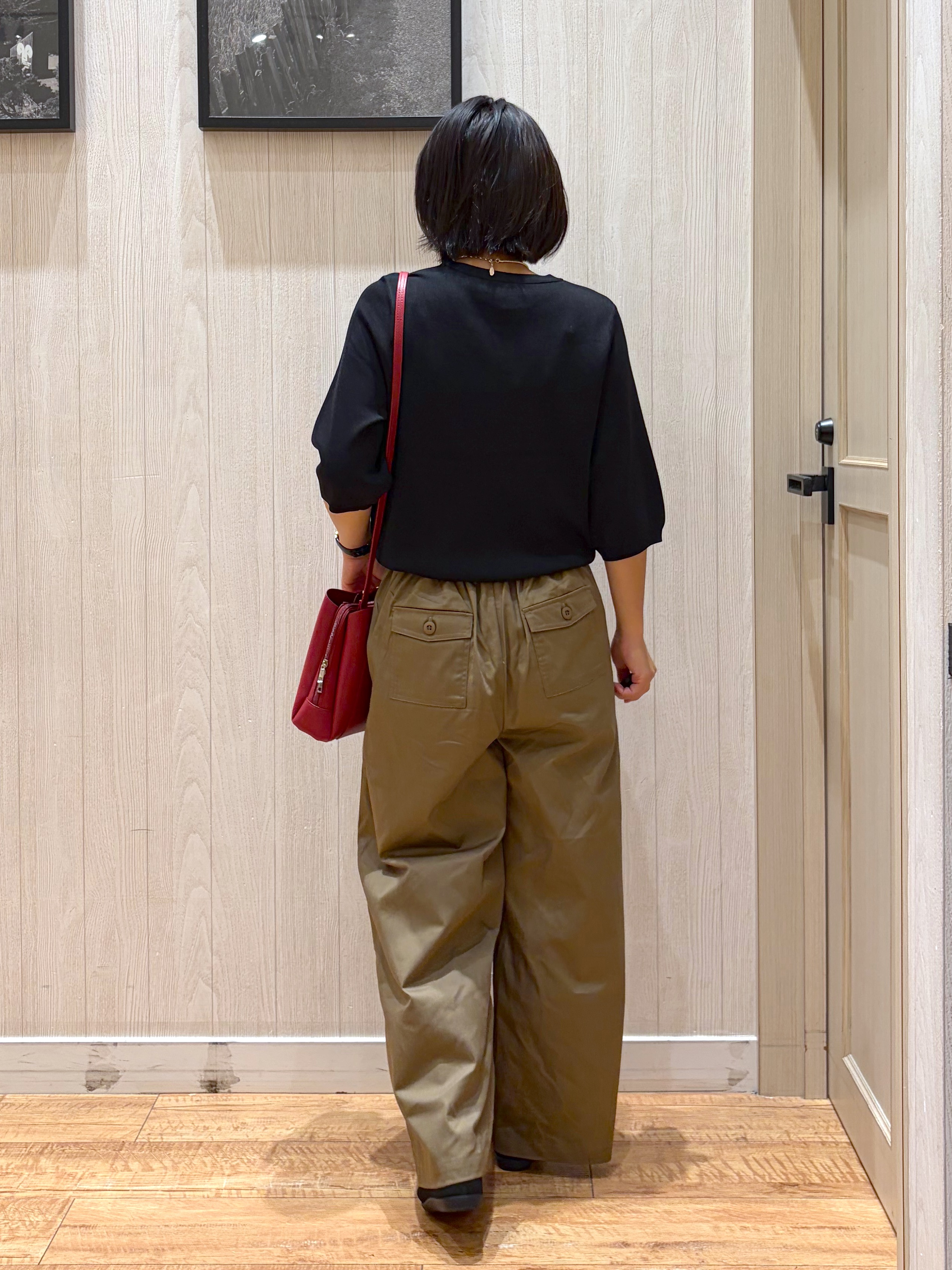 shirayuuuさんの「SHOO･LA･RUE｜【ガンガン洗える/ひんやり/UV/毛玉になりにくい】二の腕見せない 5分袖ニット」を使ったコーディネート