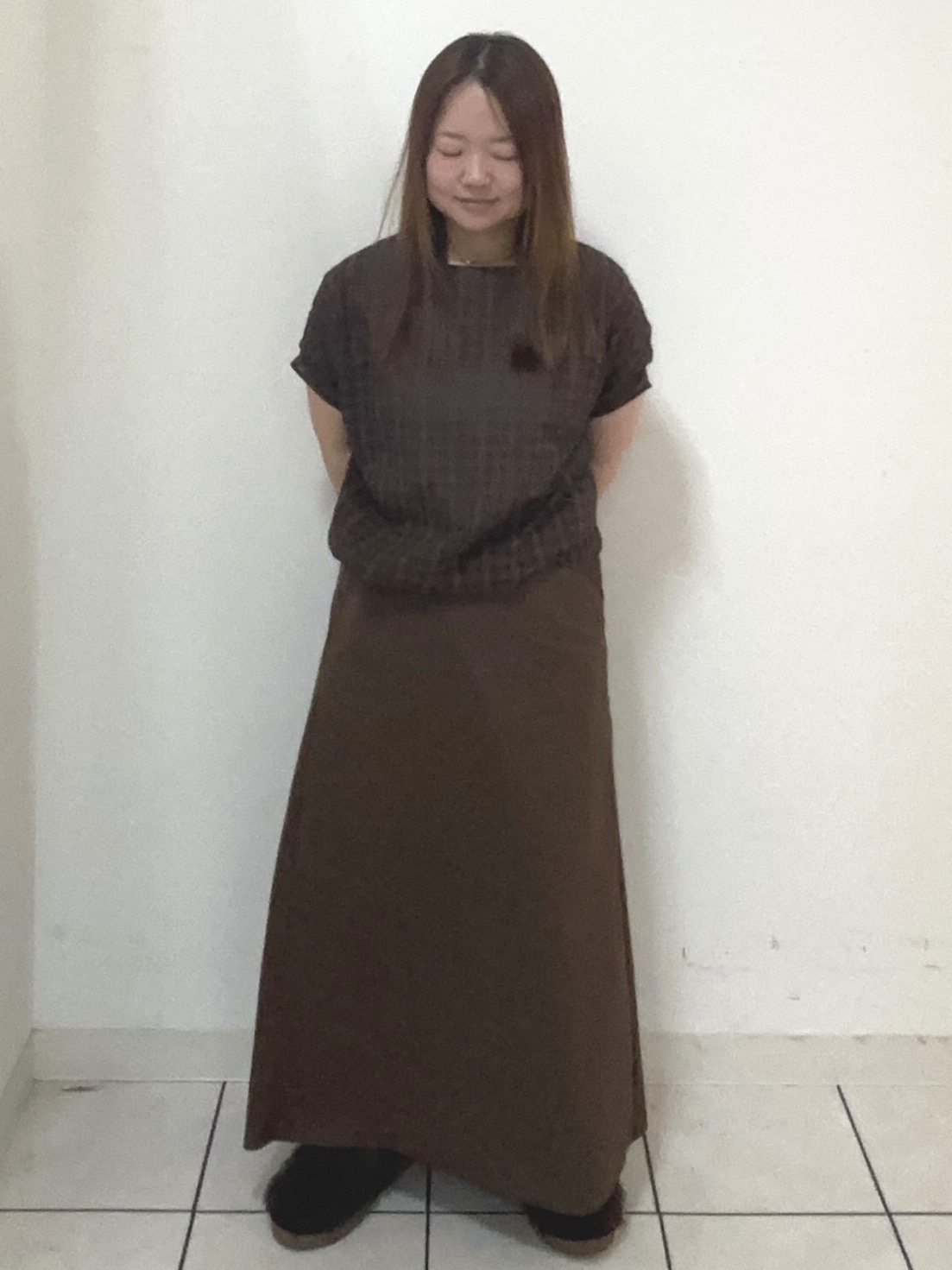 タマさんの「UNTITLED｜シアーチェックブラウス」を使ったコーディネート