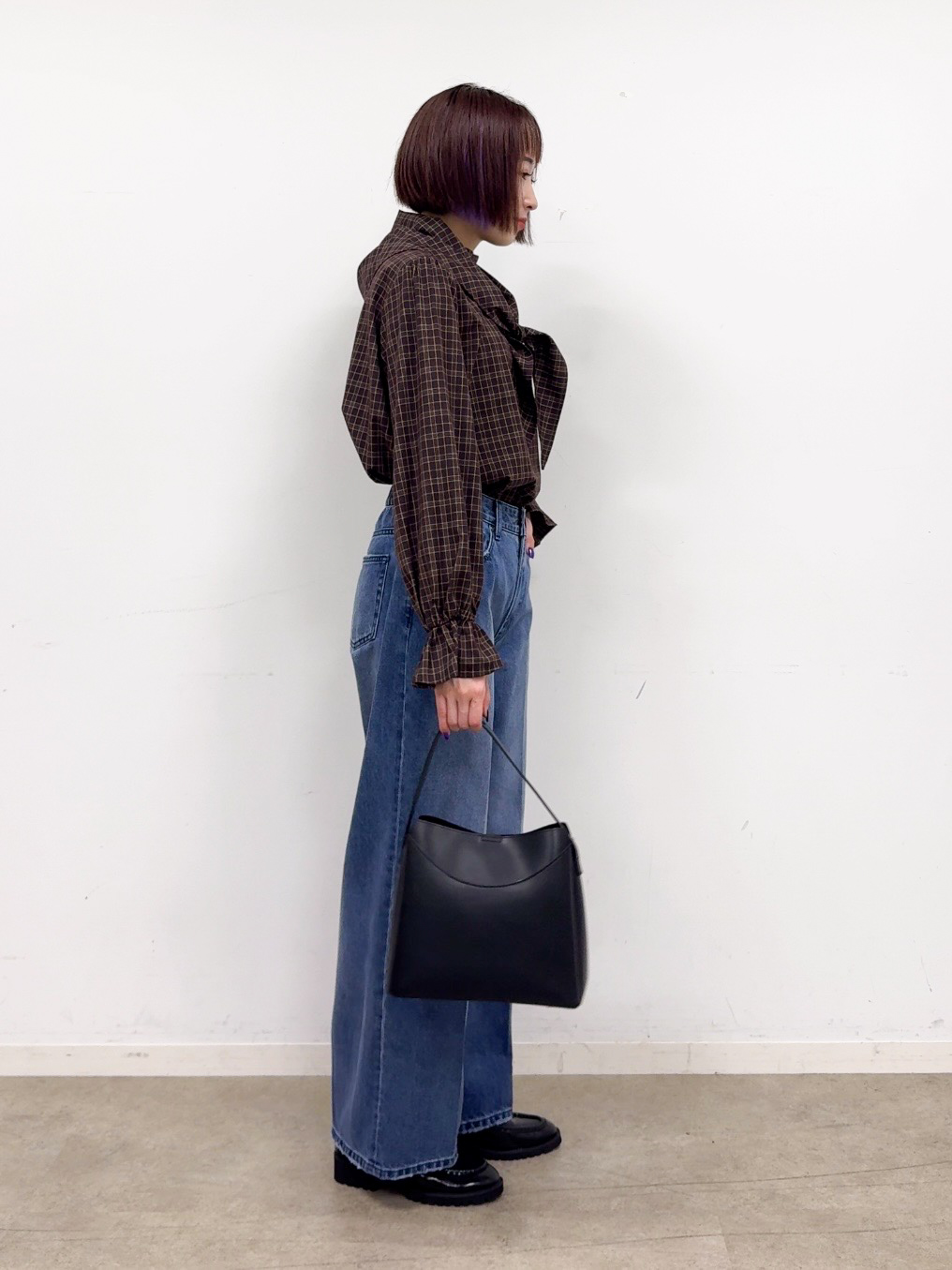 𝐜𝐡𝐢𝐤𝐚さんの「THE SHOP TK｜POLO BCS/チェックスカーフ付きブラウス」を使ったコーディネート