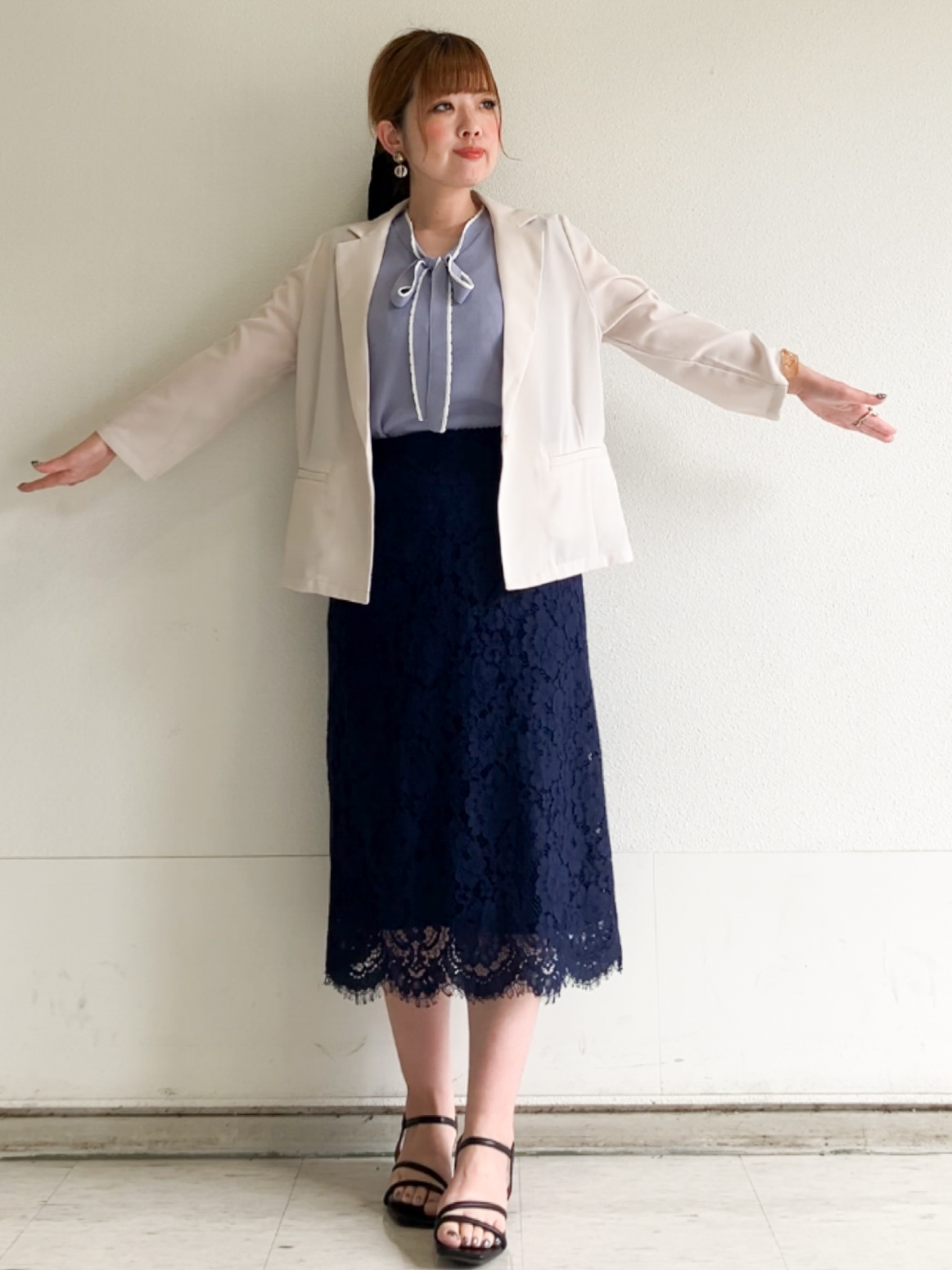 MIPPOさんの「index｜【接触冷感／防シワ】ひんやり7分袖テーラードジャケット《洗濯機OK》」を使ったコーディネート