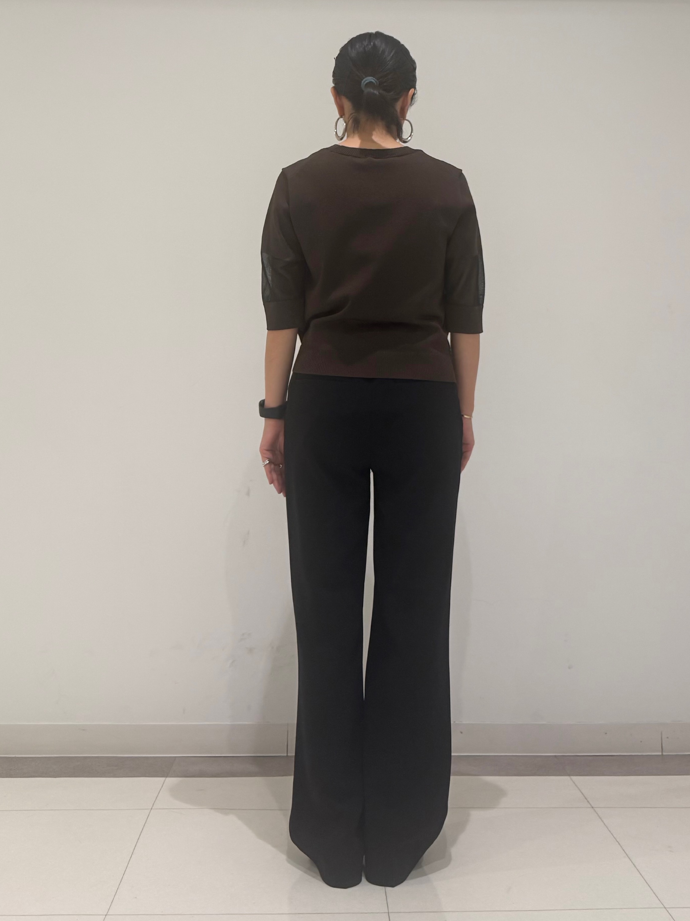 MIYAKAWAさんの「DRESSTERIOR｜【日本製/シアー素材】ウォッシャブルニット ハーフスリーブプルオーバー」を使ったコーディネート