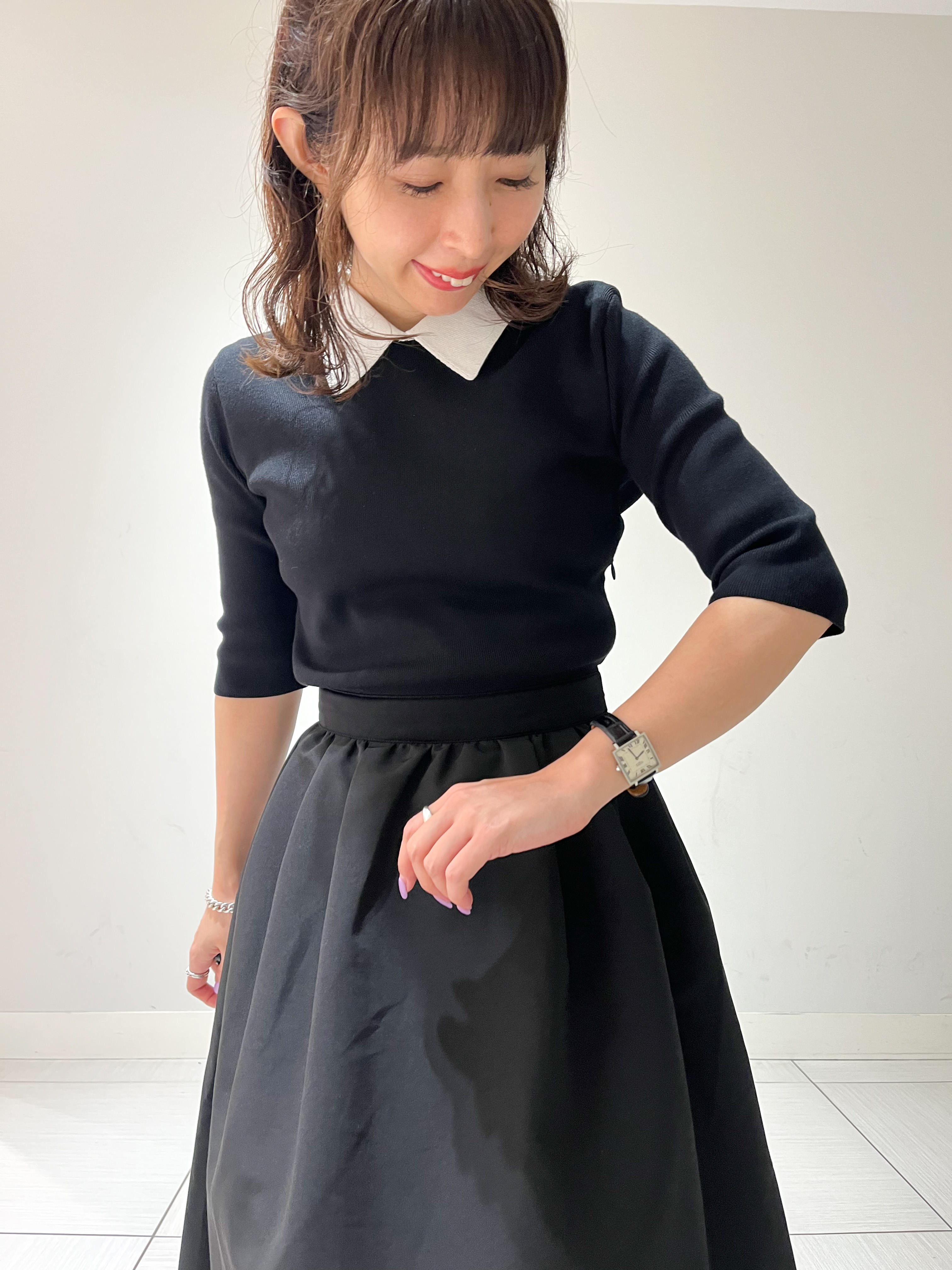 じゅんさんの「DRESSTERIOR｜バイカラーニットコンビワンピース」を使ったコーディネート