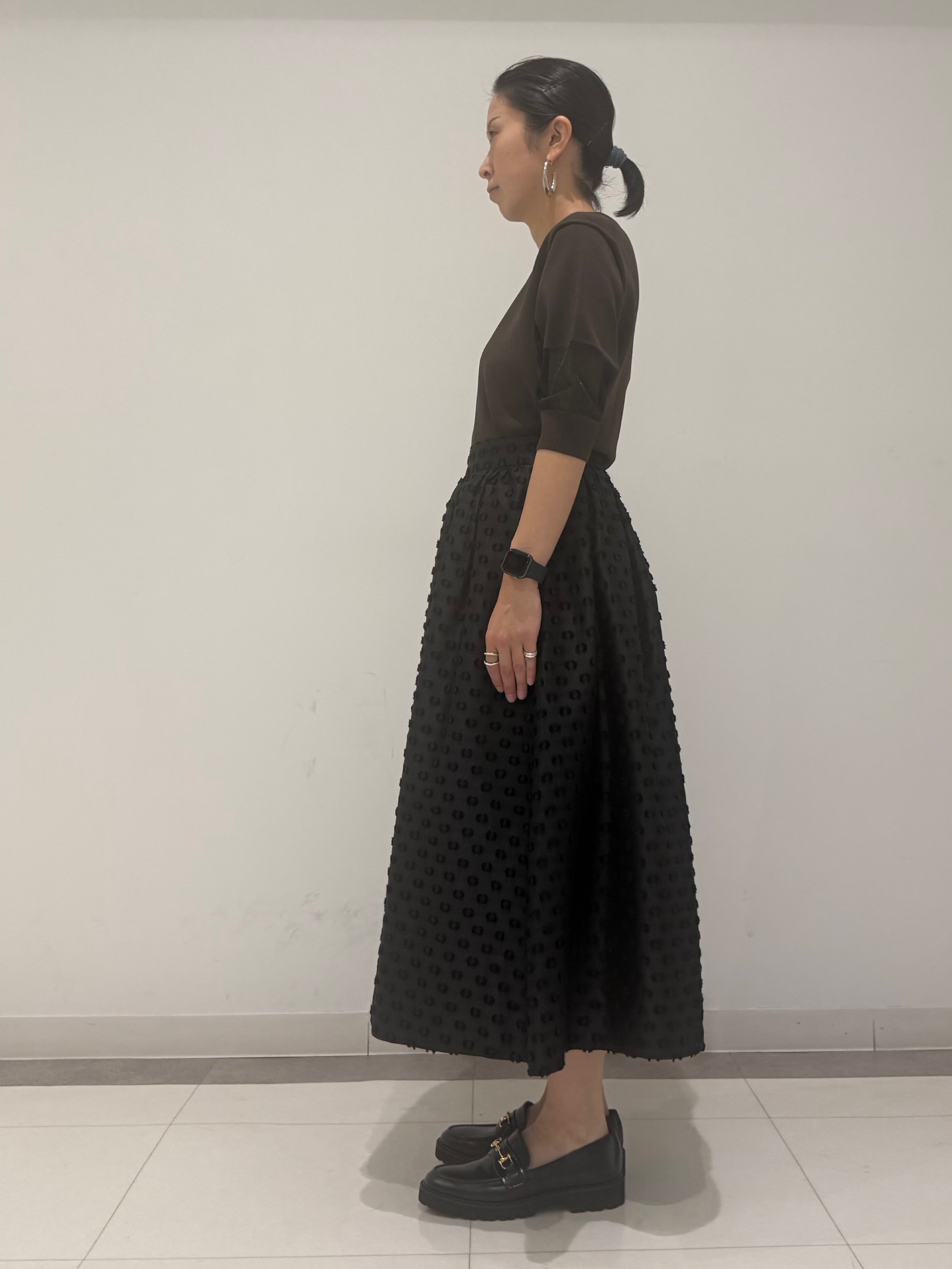 MIYAKAWAさんの「DRESSTERIOR｜【日本製/シアー素材】ウォッシャブルニット ハーフスリーブプルオーバー」を使ったコーディネート