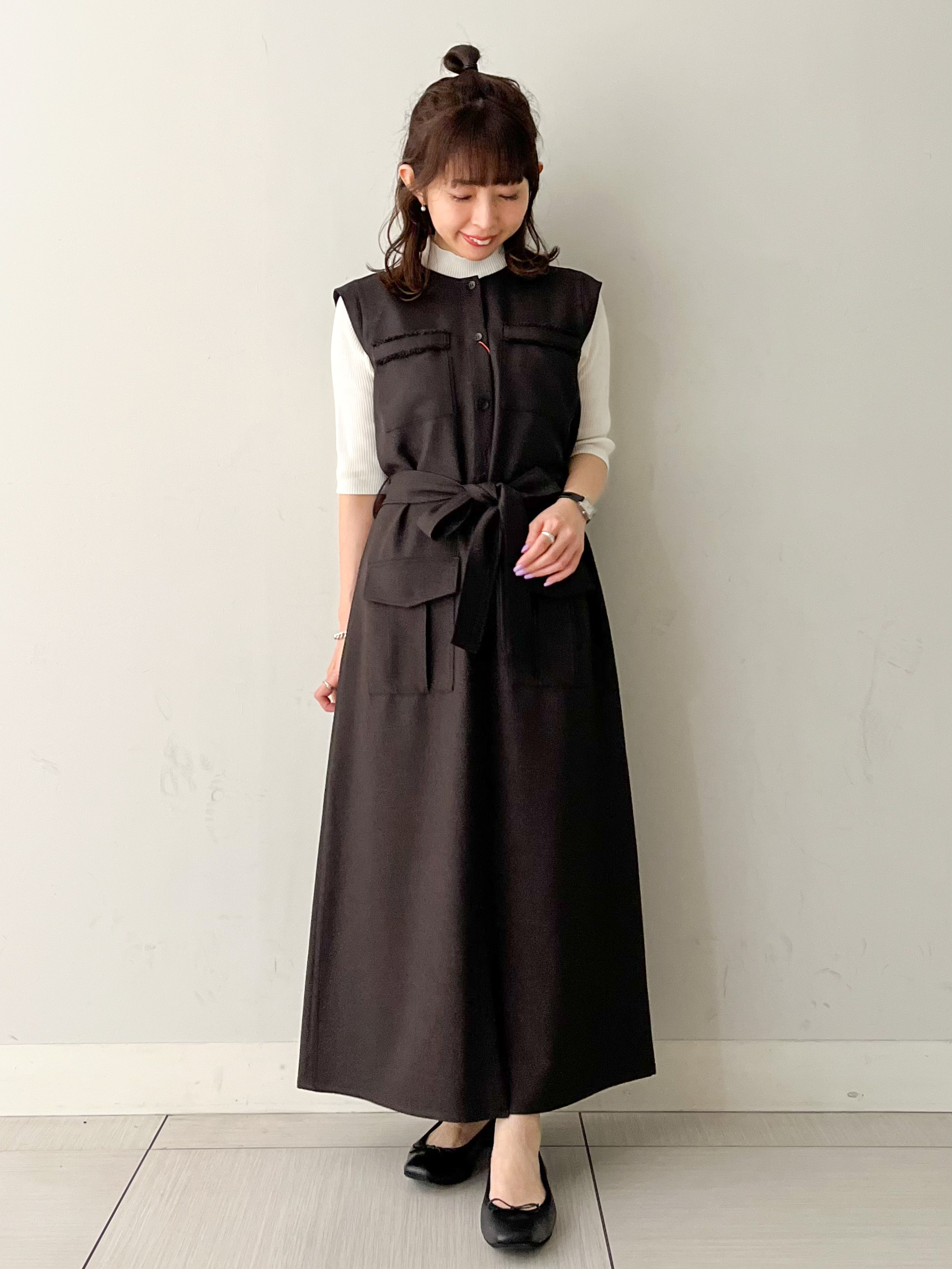 じゅんさんの「DRESSTERIOR｜ウォッシャブルツイードライクワンピース」を使ったコーディネート