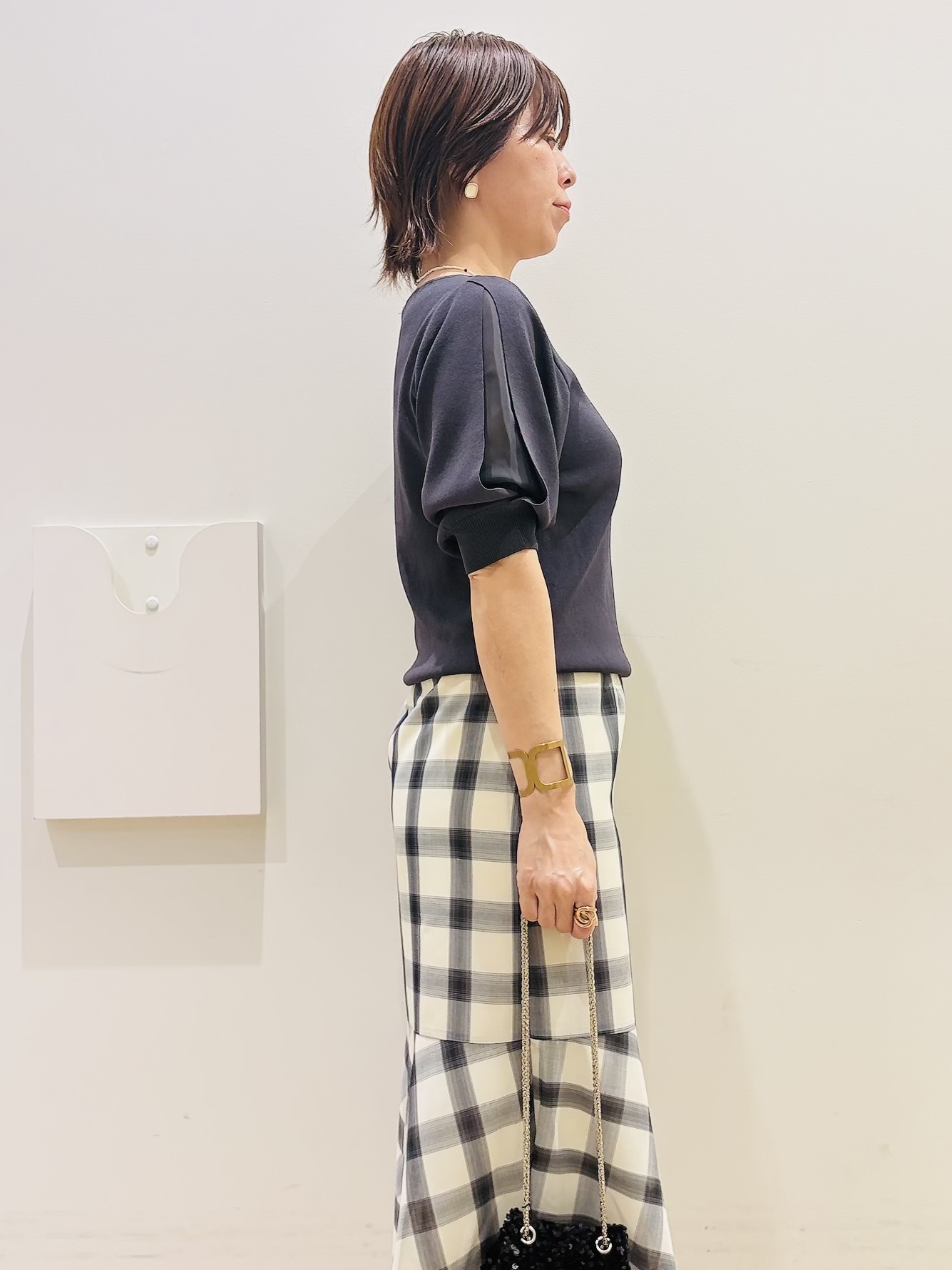 YUKOさんの「index｜【接触冷感／UVケア】クールタッチラップスリーブニット《洗濯機OK／XS～3L／9col》」を使ったコーディネート