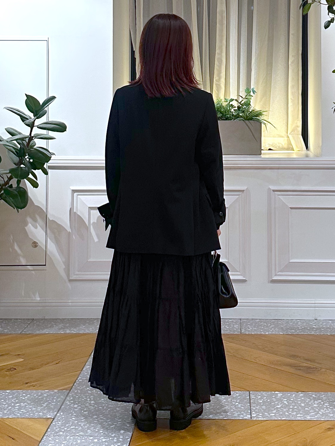 なべこさんの「DRESSTERIOR｜【セットアップ可能】ブラックダブルジャケット」を使ったコーディネート
